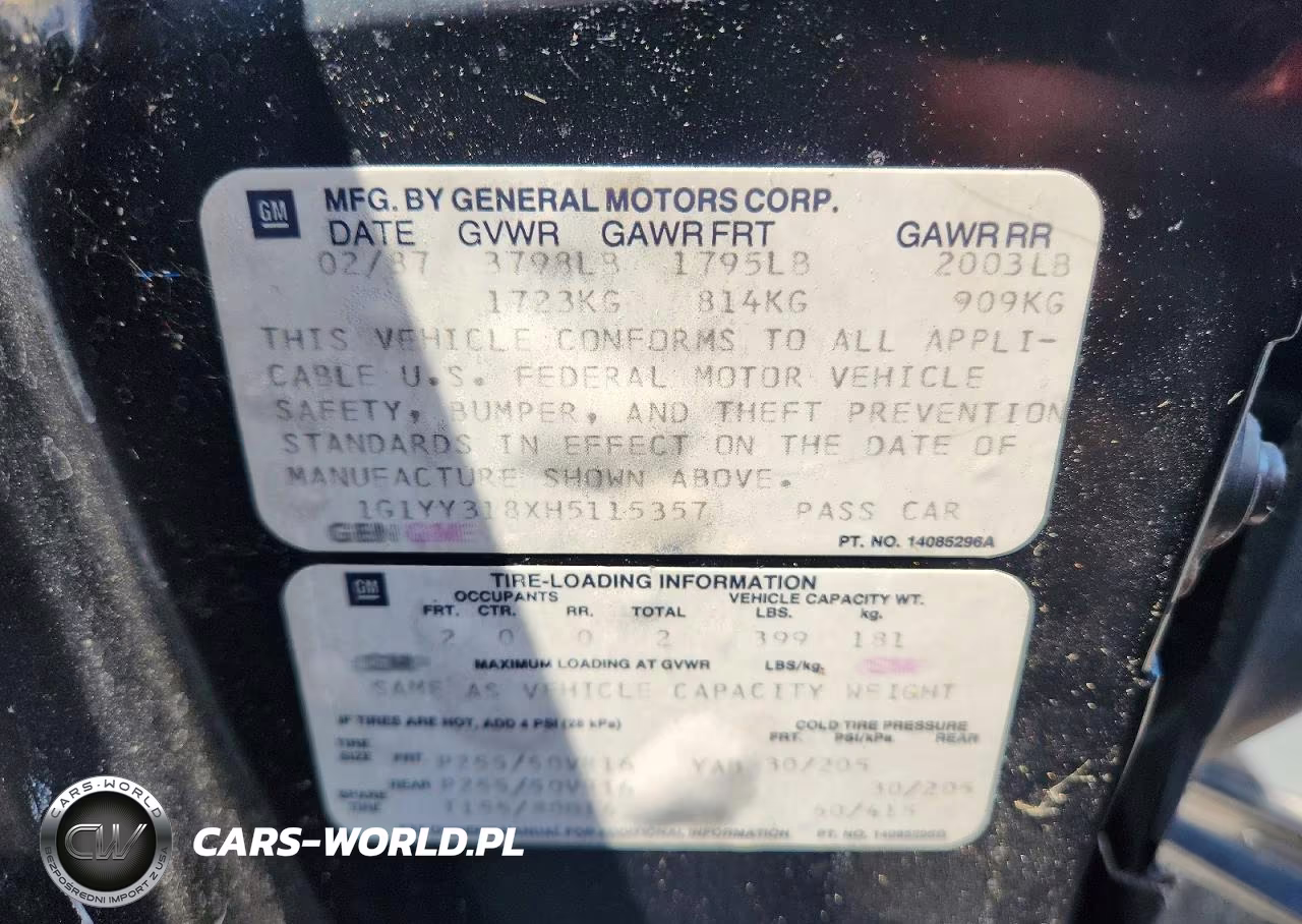 1987 Chevrolet Corvette VIN:1G1YY318XH5115357 - 12