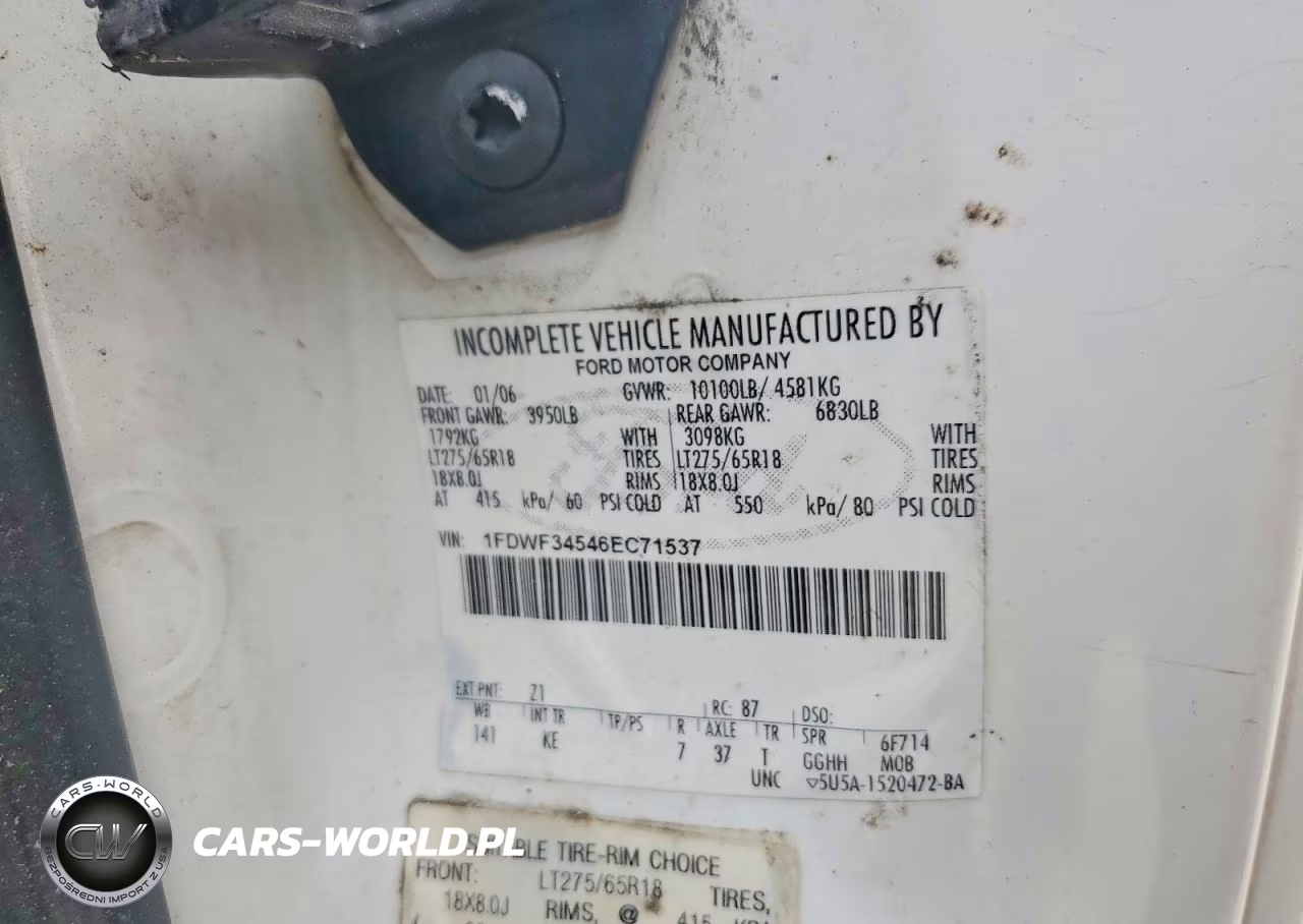 2006 Ford F350 Srw Super Duty VIN:1FDWF34546EC71537 - 13