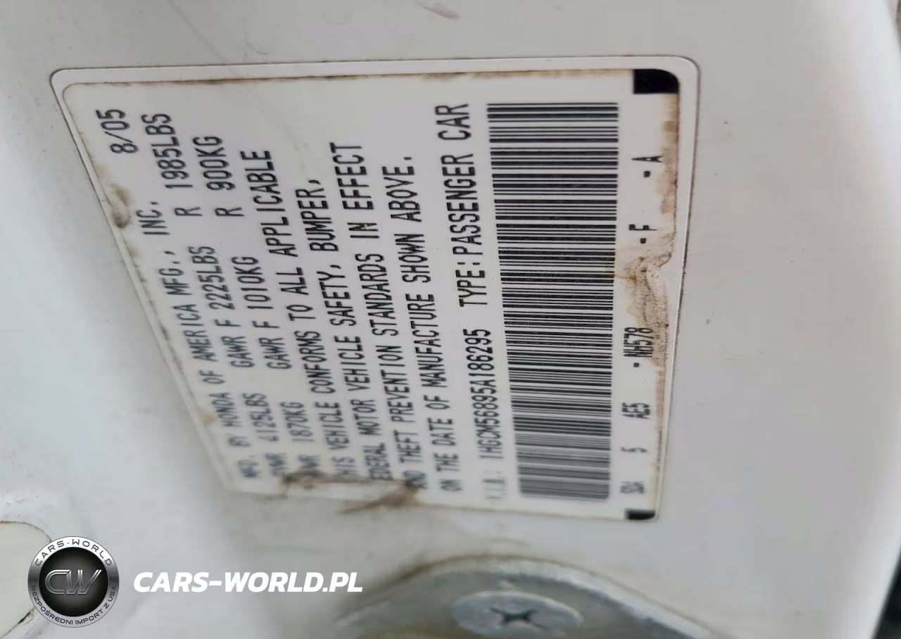 2005 Honda Accord Ex VIN:1HGCM56895A186295 - 12