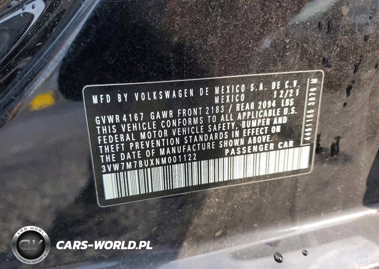 2022 Volkswagen Jetta Se VIN:3VW7M7BUXNM001122 - 12