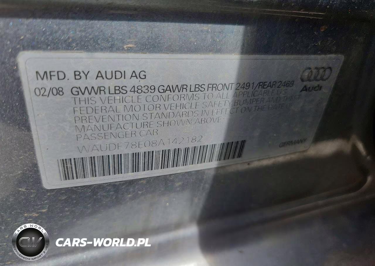 2008 Audi A4 2.0T Quattro VIN:WAUDF78E08A142182 - 12