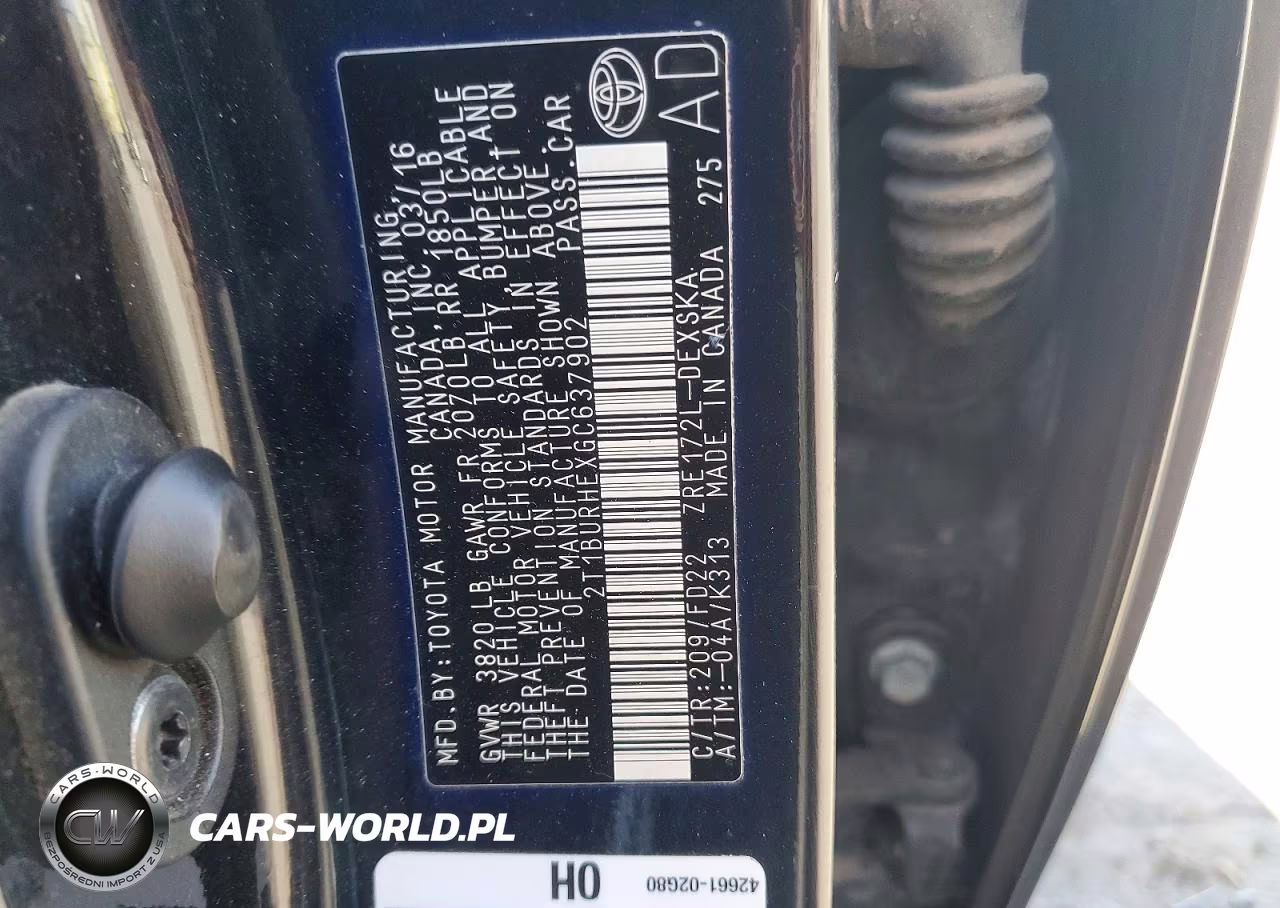 2016 Toyota Corolla S Plus VIN:2T1BURHEXGC637902 - 12