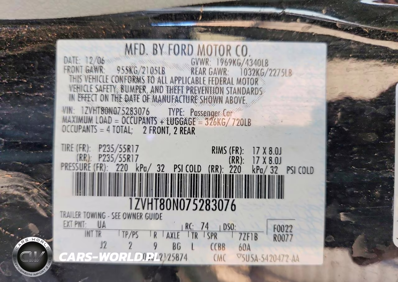 2007 Ford Mustang VIN:1ZVHT80N075283076 - 12