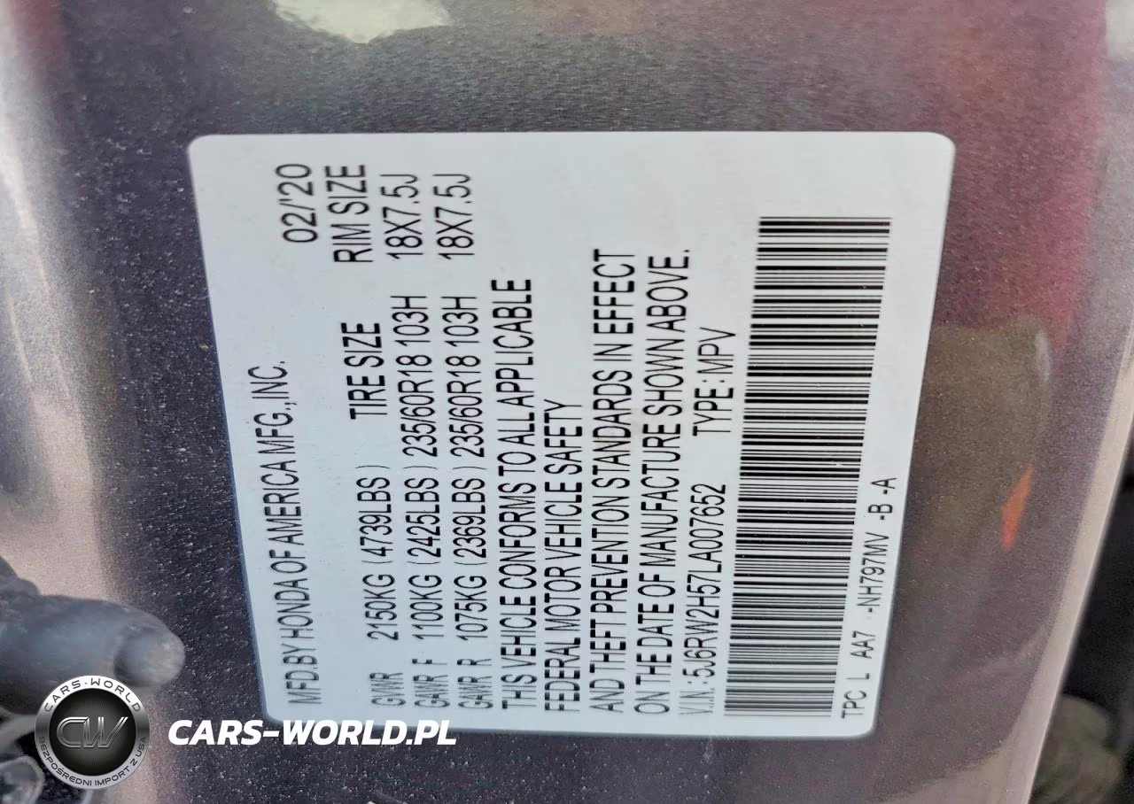 2020 Honda Cr-V Ex VIN:5J6RW2H57LA007652 - 13