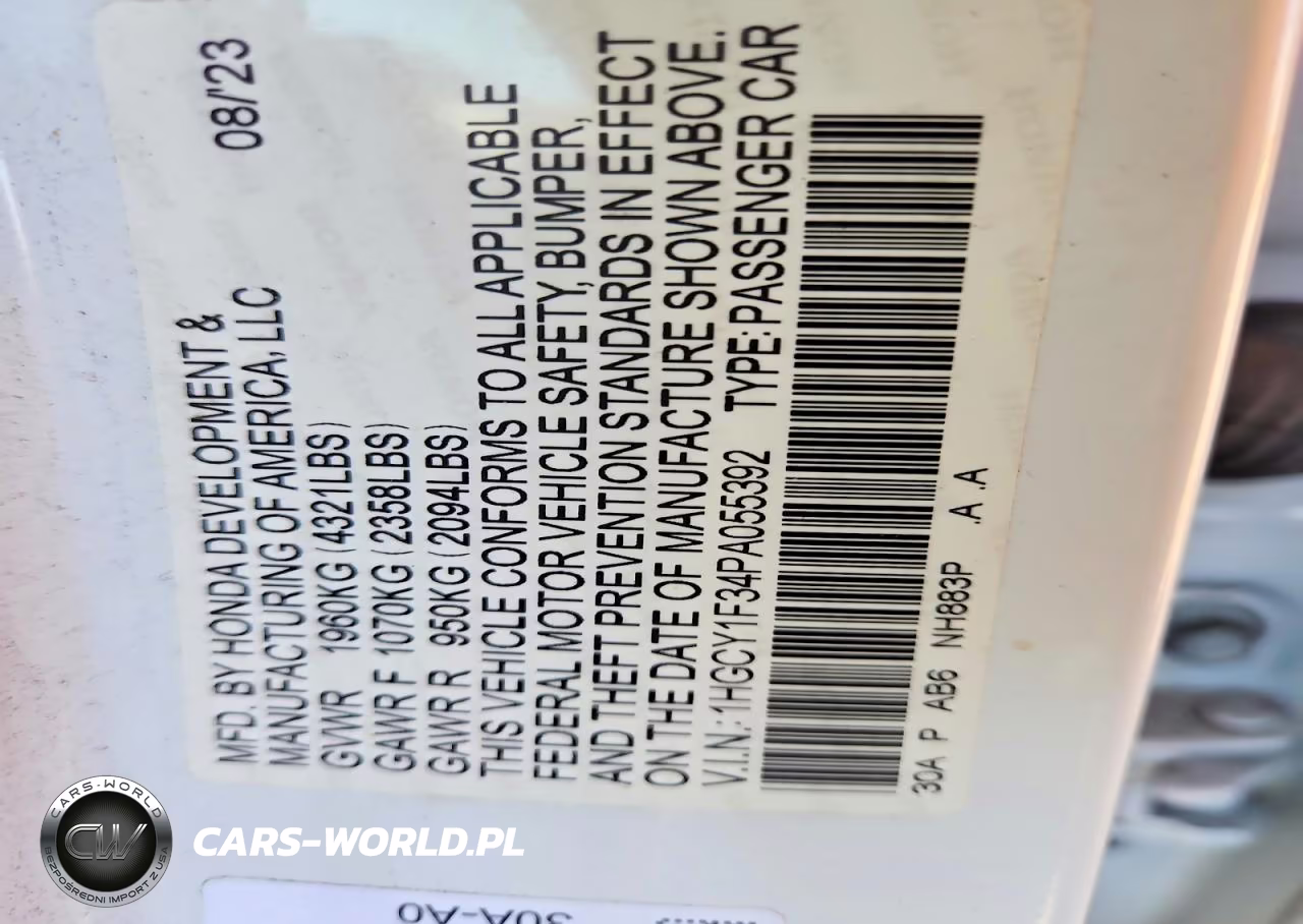 2023 Honda Accord Ex VIN:1HGCY1F34PA055392 - 13