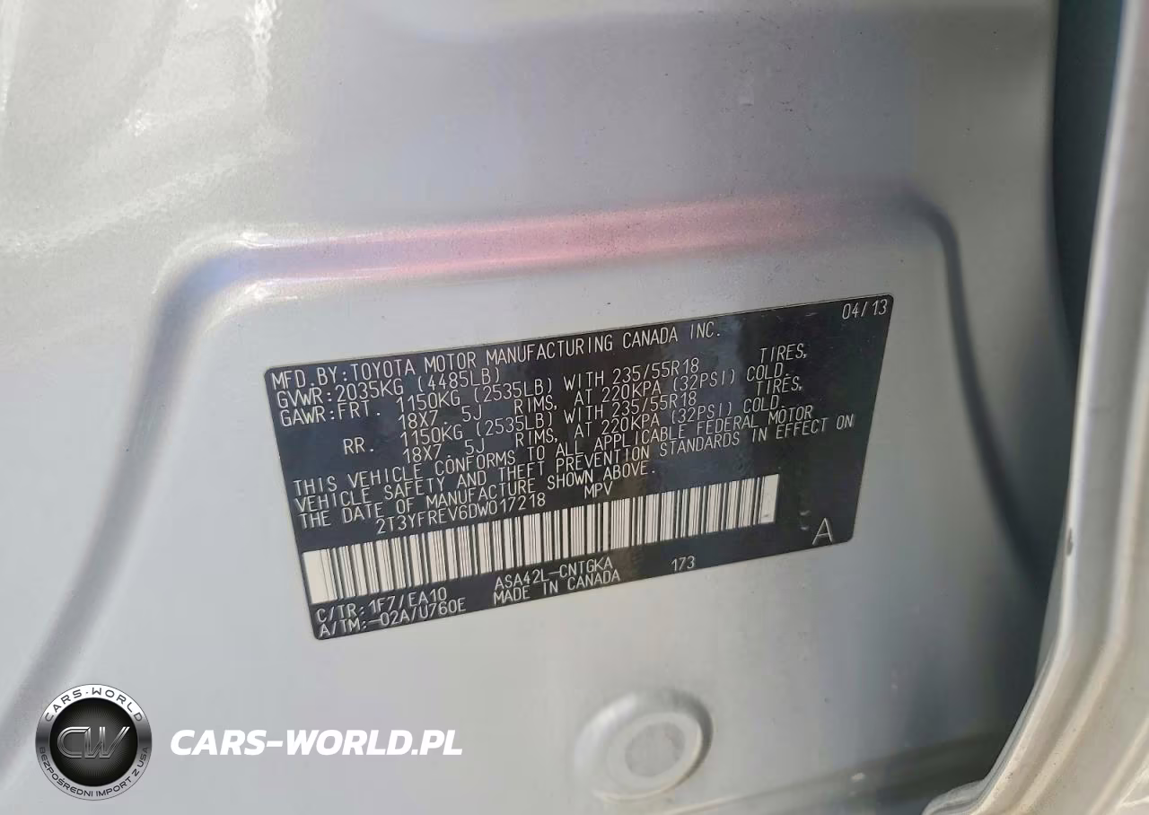 2013 Toyota Rav4 Limited VIN:2T3YFREV6DW017218 - 13