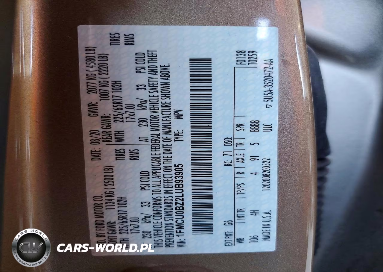 2020 Ford Escape Se Sport VIN:1FMCU0BZ2LUB93905 - 13