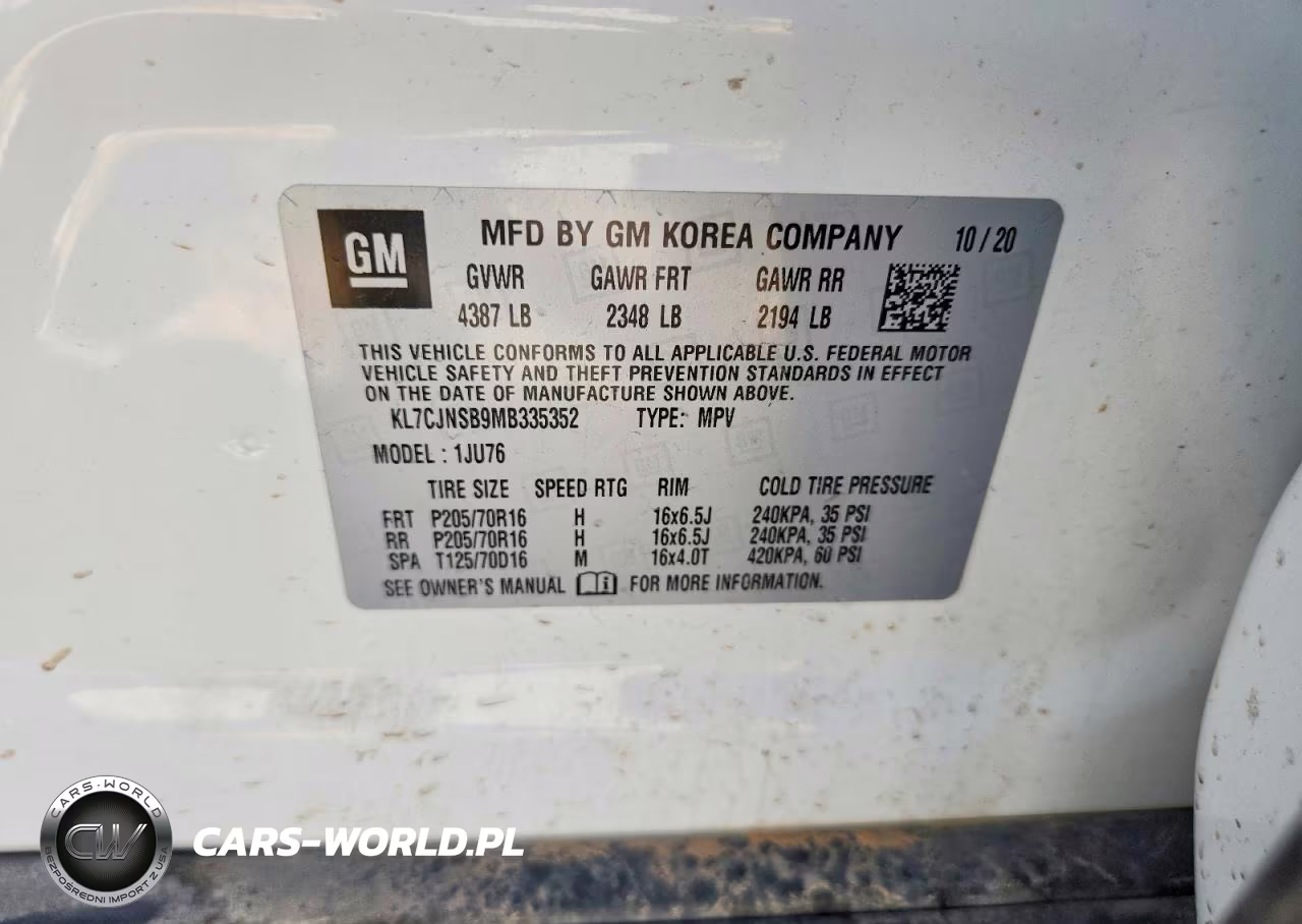 2021 Chevrolet Trax Ls VIN:KL7CJNSB9MB335352 - 12