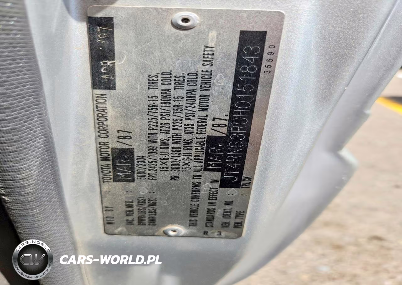 1987 Toyota Pickup Rn63 Std VIN:JT4RN63R0H0151843 - 12