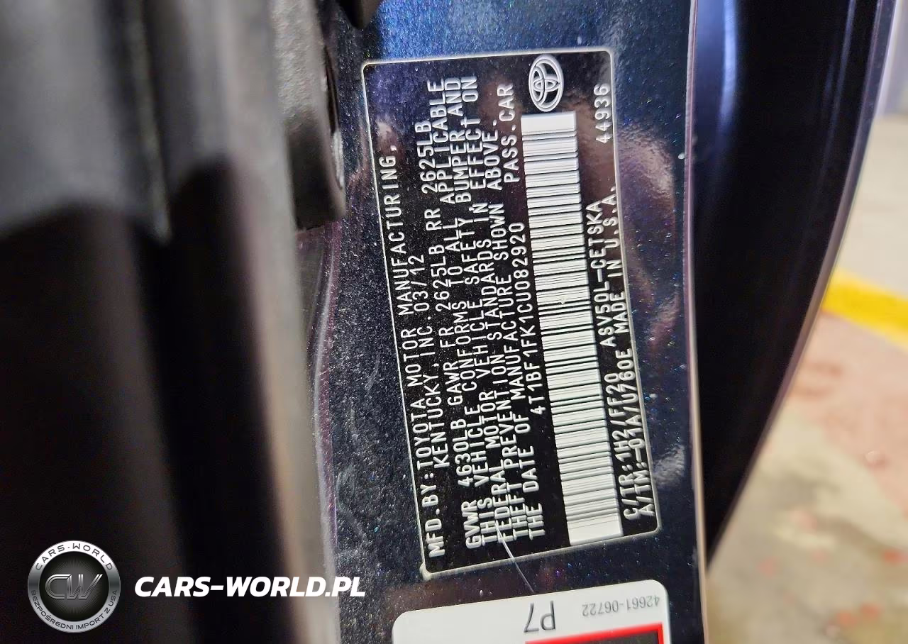 2012 Toyota Camry Se VIN:4T1BF1FK1CU082920 - 12