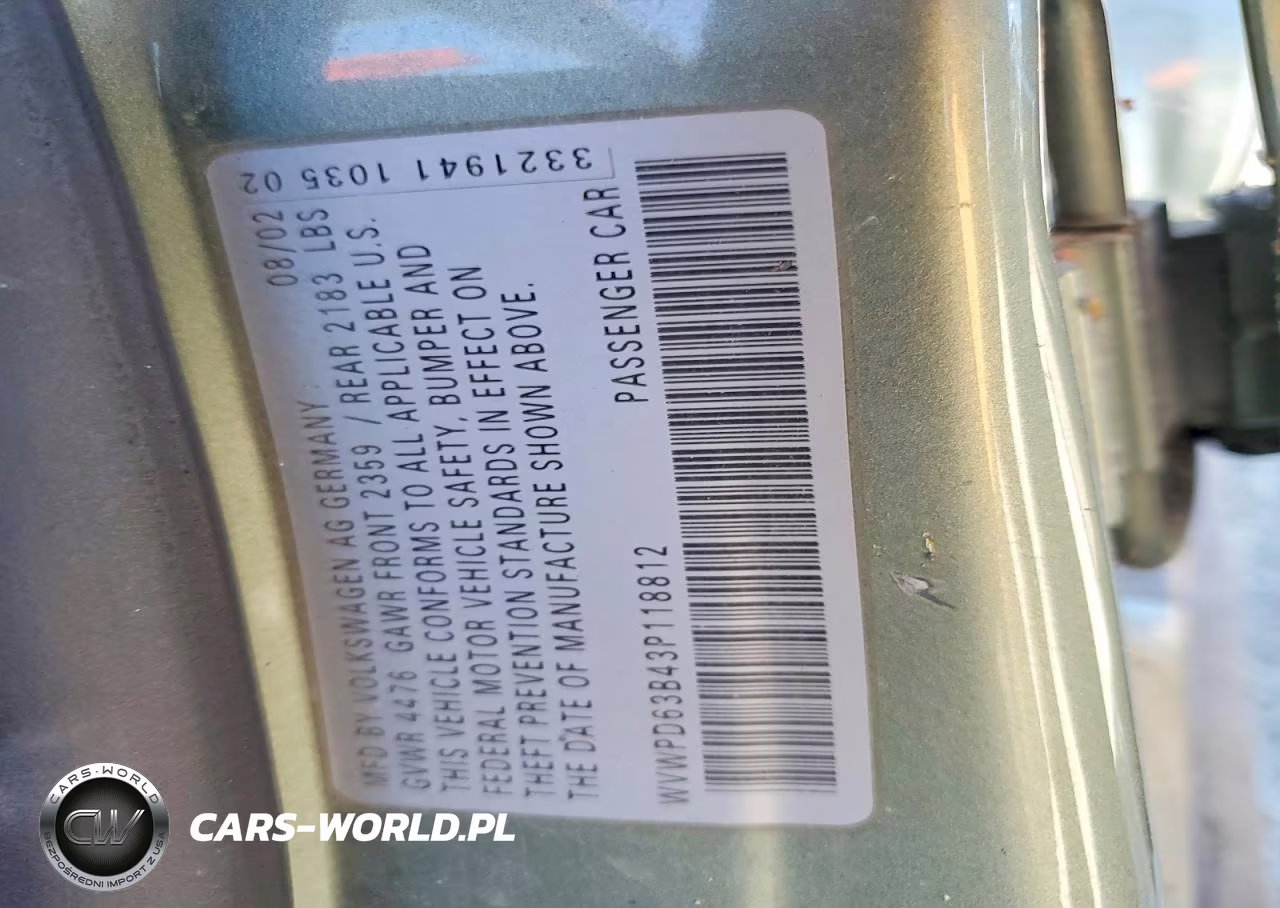 2003 Volkswagen Passat Gls VIN:WVWPD63B43P118812 - 12