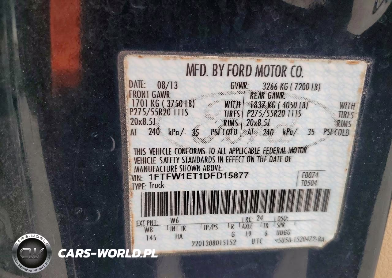 2013 Ford F150 Supercrew VIN:1FTFW1ET1DFD15877 - 12