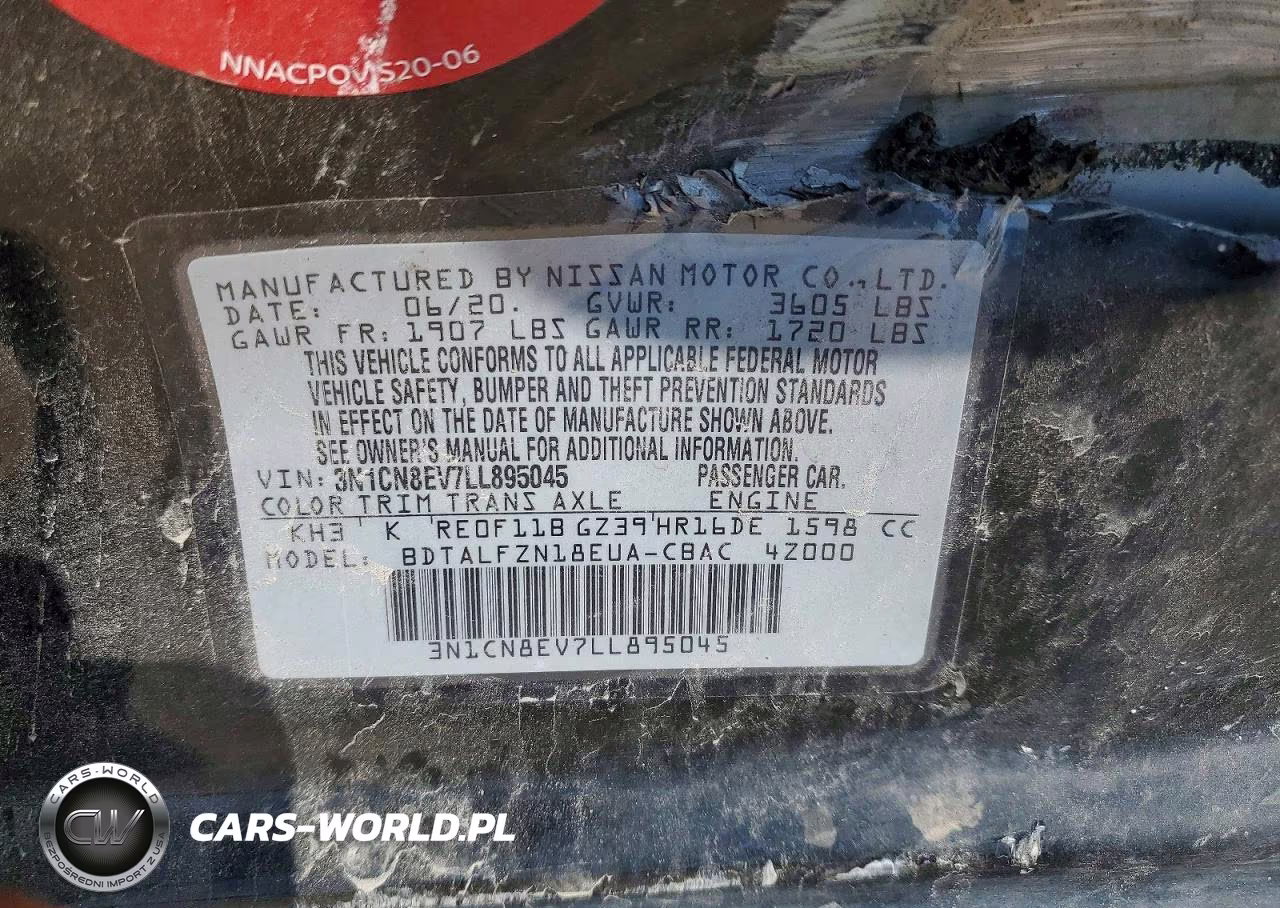 2020 Nissan Versa Sv VIN:3N1CN8EV7LL895045 - 12