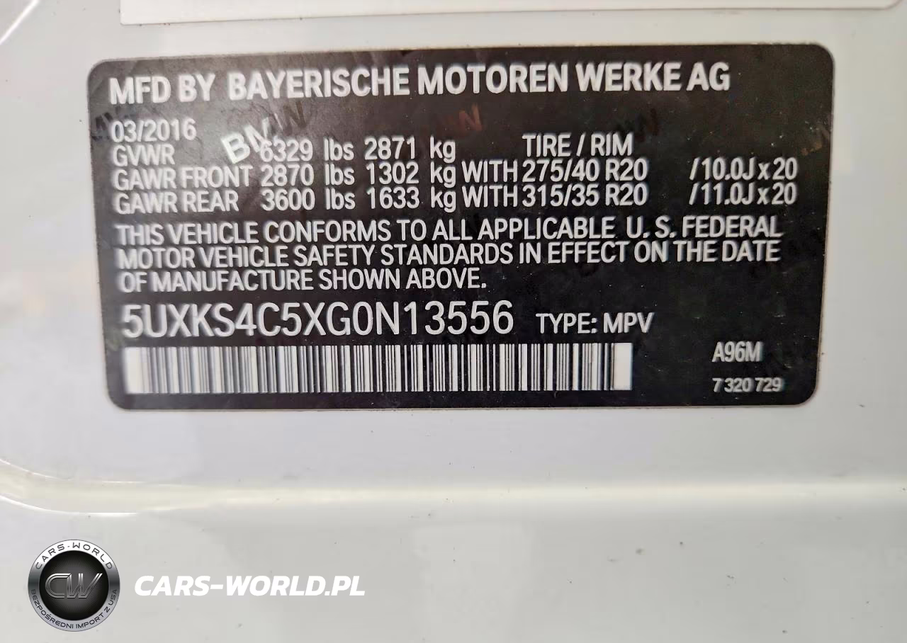 2016 BMW X5 xDrive35D VIN:5UXKS4C5XG0N13556 - 13