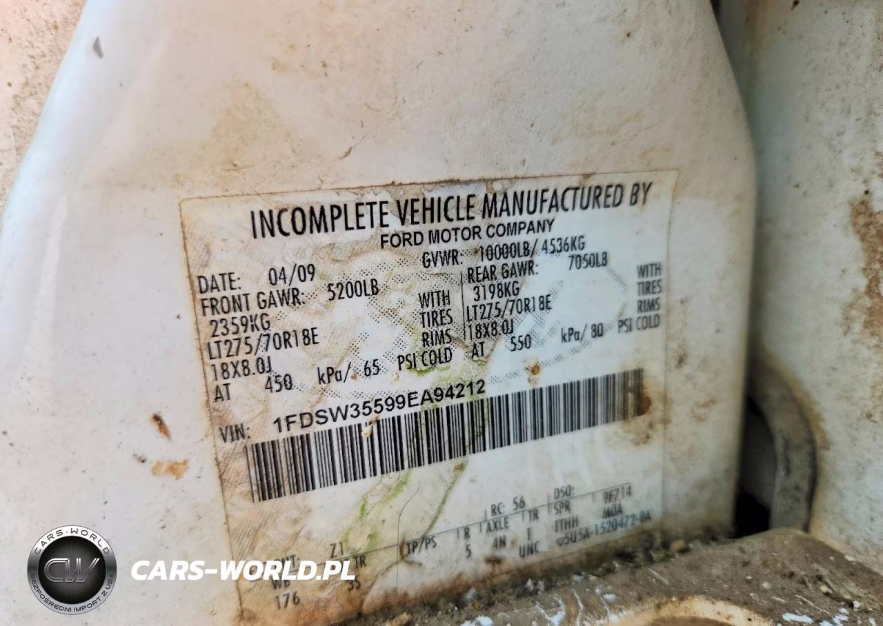 2009 Ford F350 Super Duty VIN:1FDSW35599EA94212 - 12