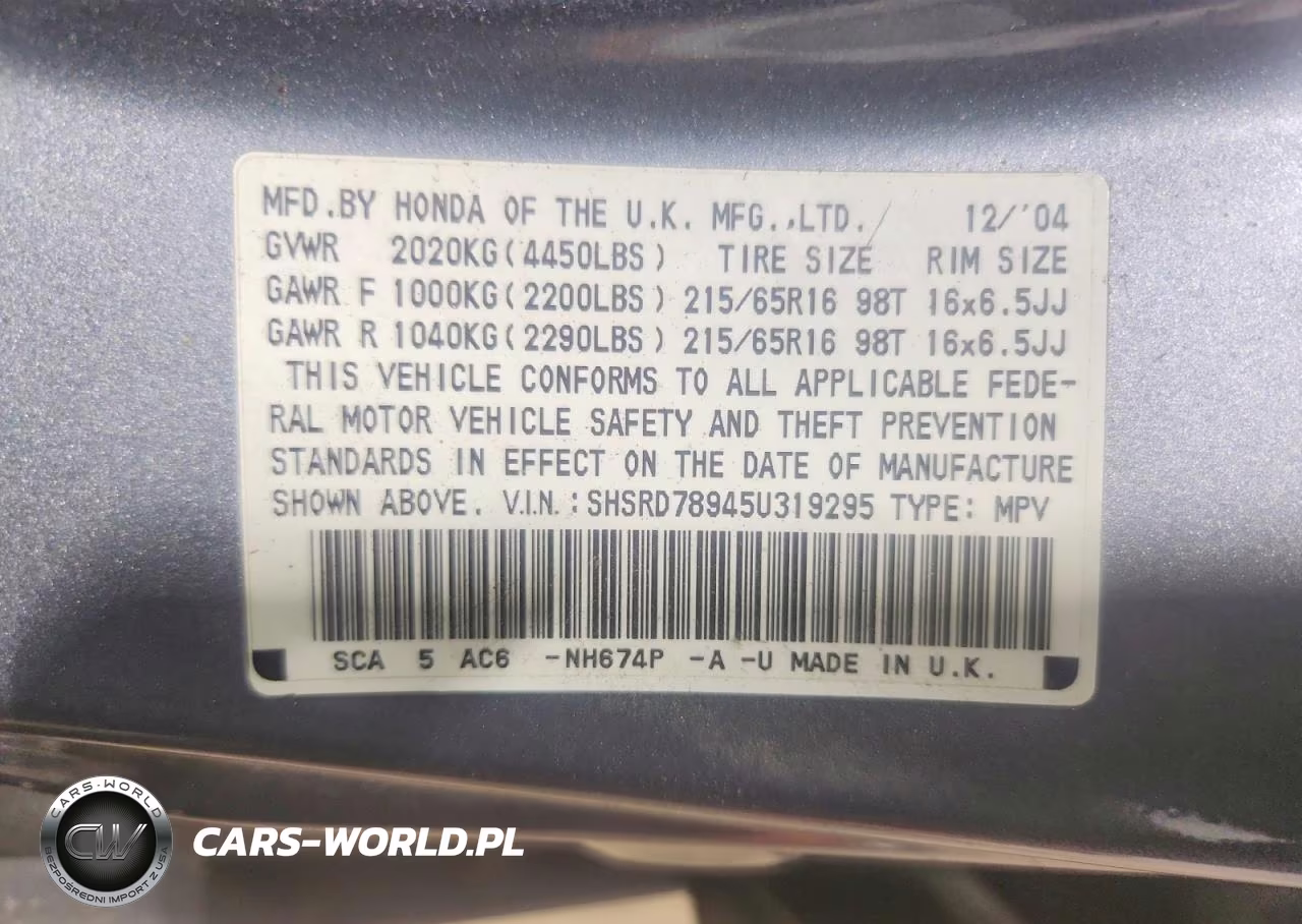 2005 Honda Cr-V Se VIN:SHSRD78945U319295 - 13