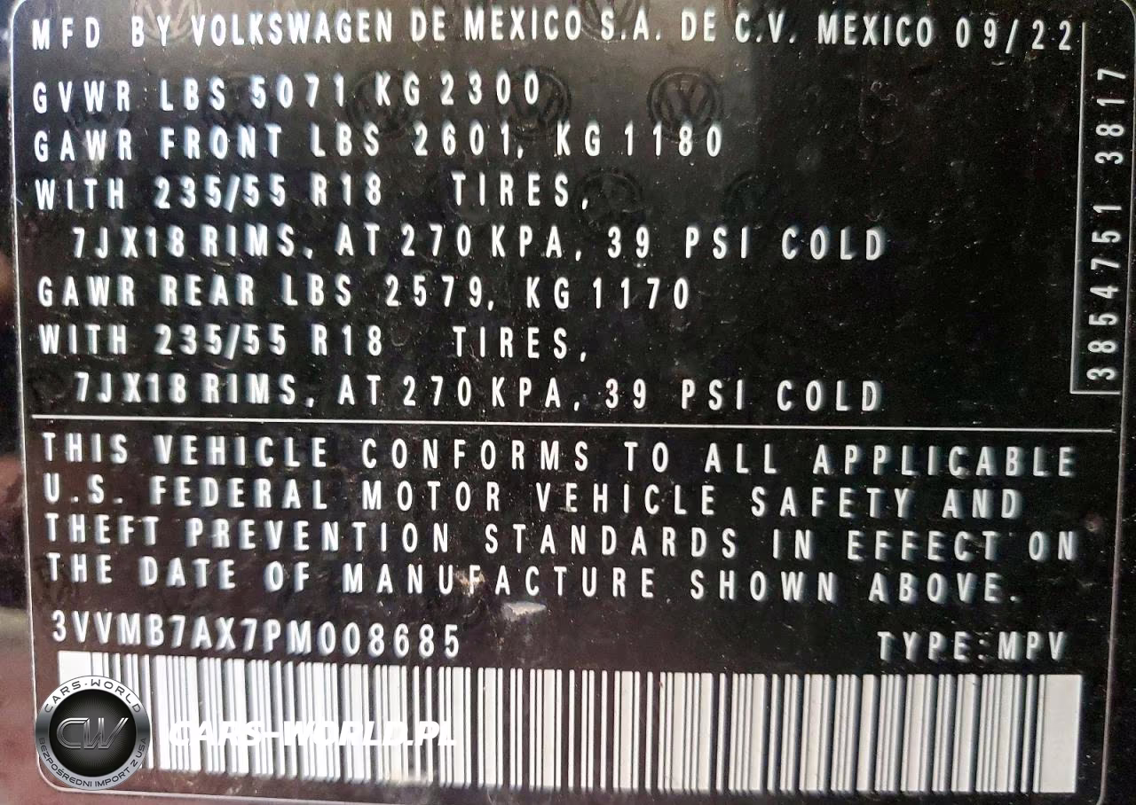 2023 Volkswagen Tiguan Se VIN:3VVMB7AX7PM008685 - 13