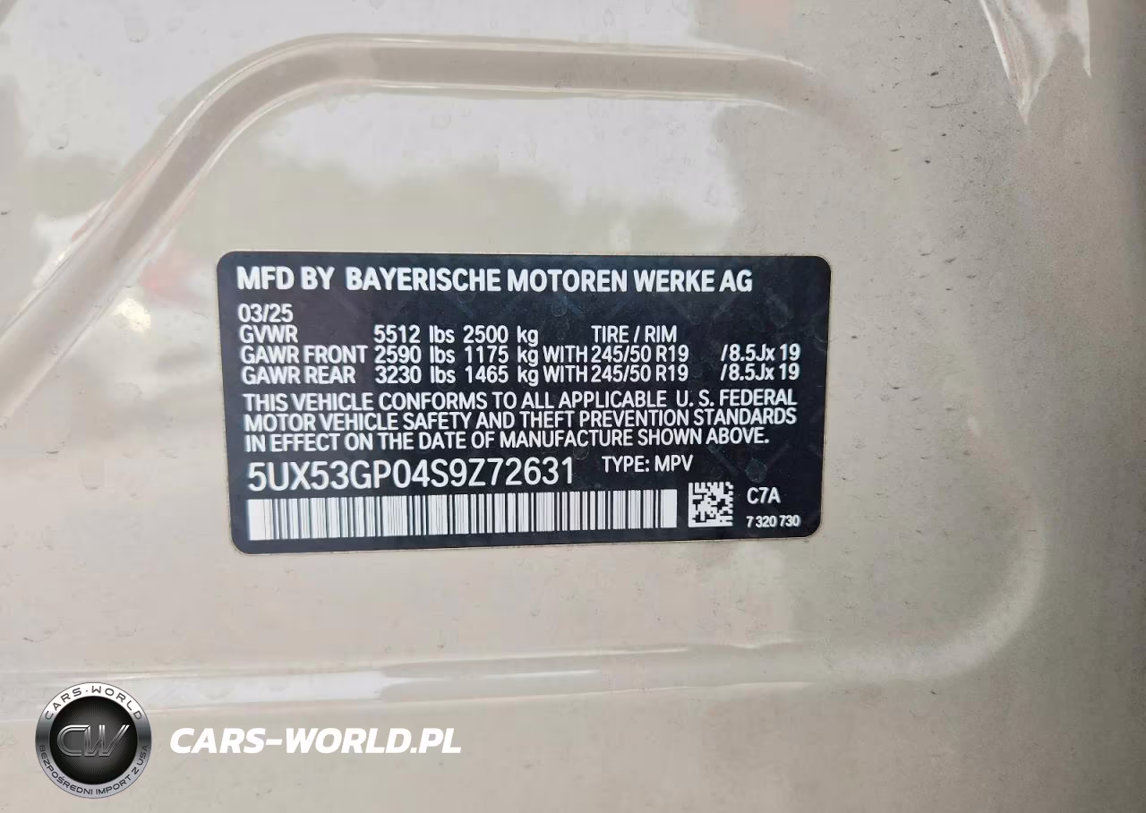 2025 BMW X3 30 xDrive VIN:5UX53GP04S9Z72631 - 13