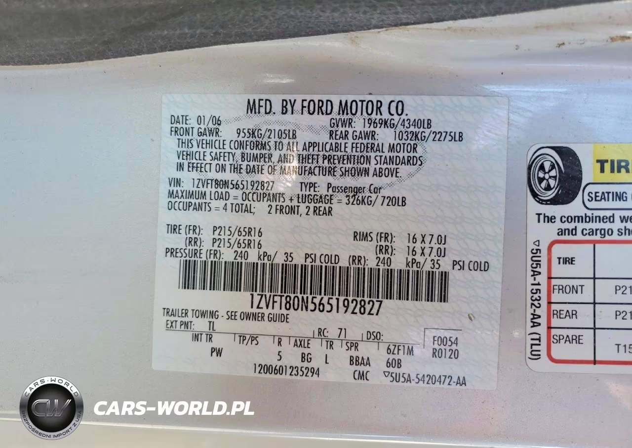 2006 Ford Mustang VIN:1ZVFT80N565192827 - 12