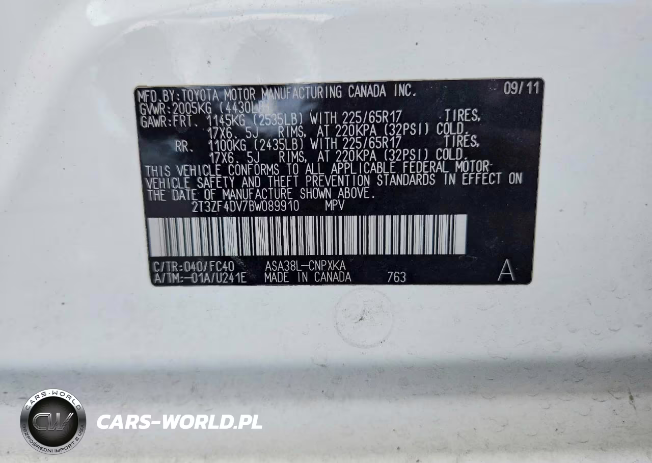 2011 Toyota Rav4 Base VIN:2T3ZF4DV7BW089910 - 13