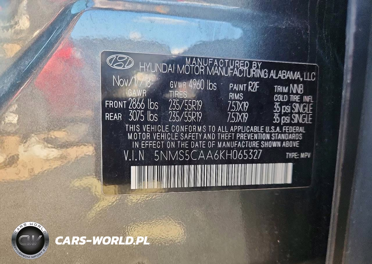 2019 Hyundai Santa Fe Ultimate 2.0T VIN:5NMS5CAA6KH065327 - 14