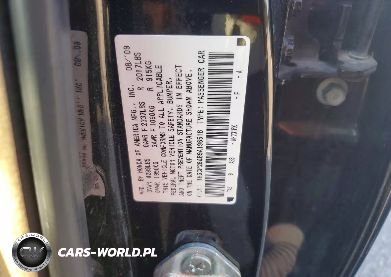 2009 Honda Accord Lxp VIN:1HGCP26489A196518 - 12