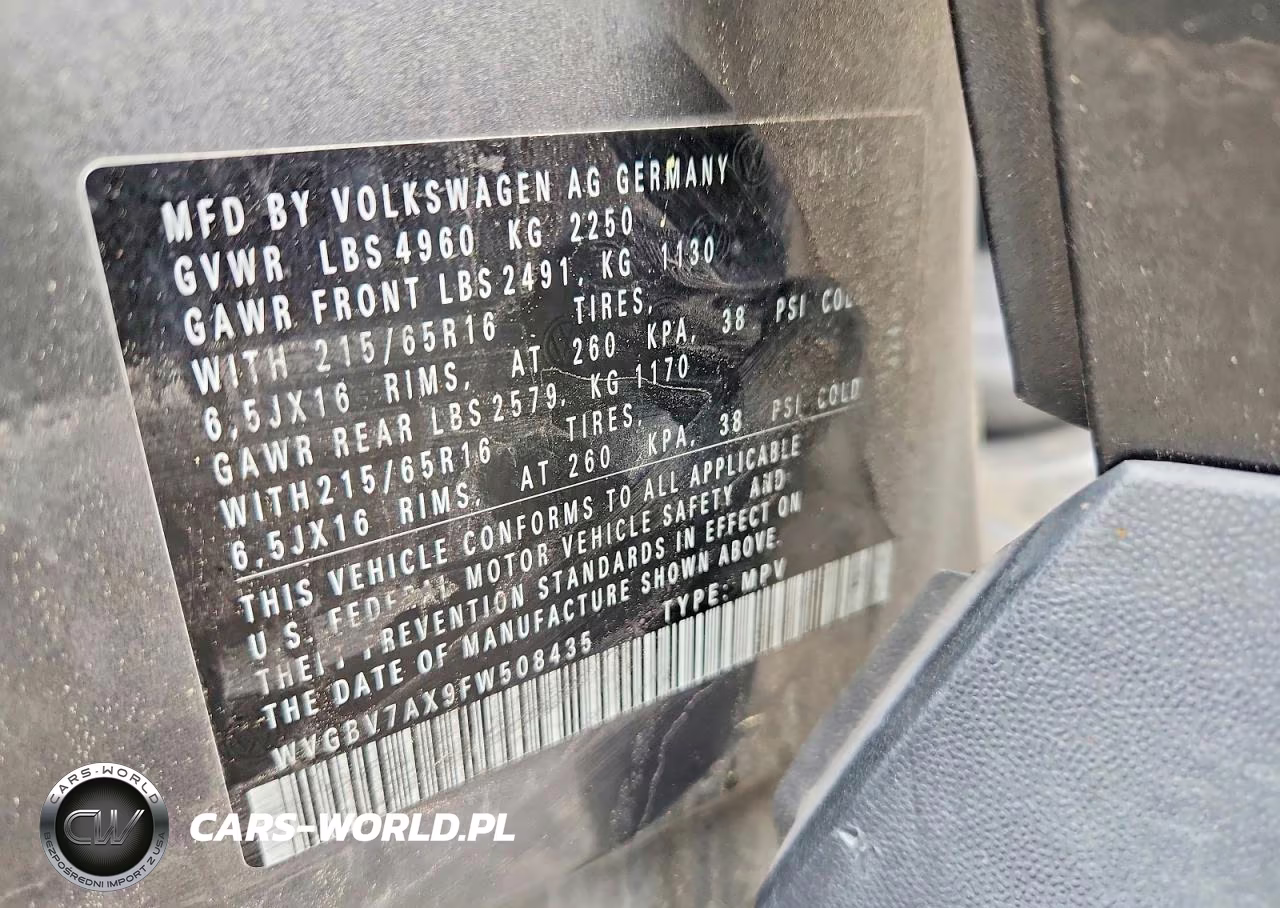 2015 Volkswagen Tiguan S VIN:WVGBV7AX9FW508435 - 13