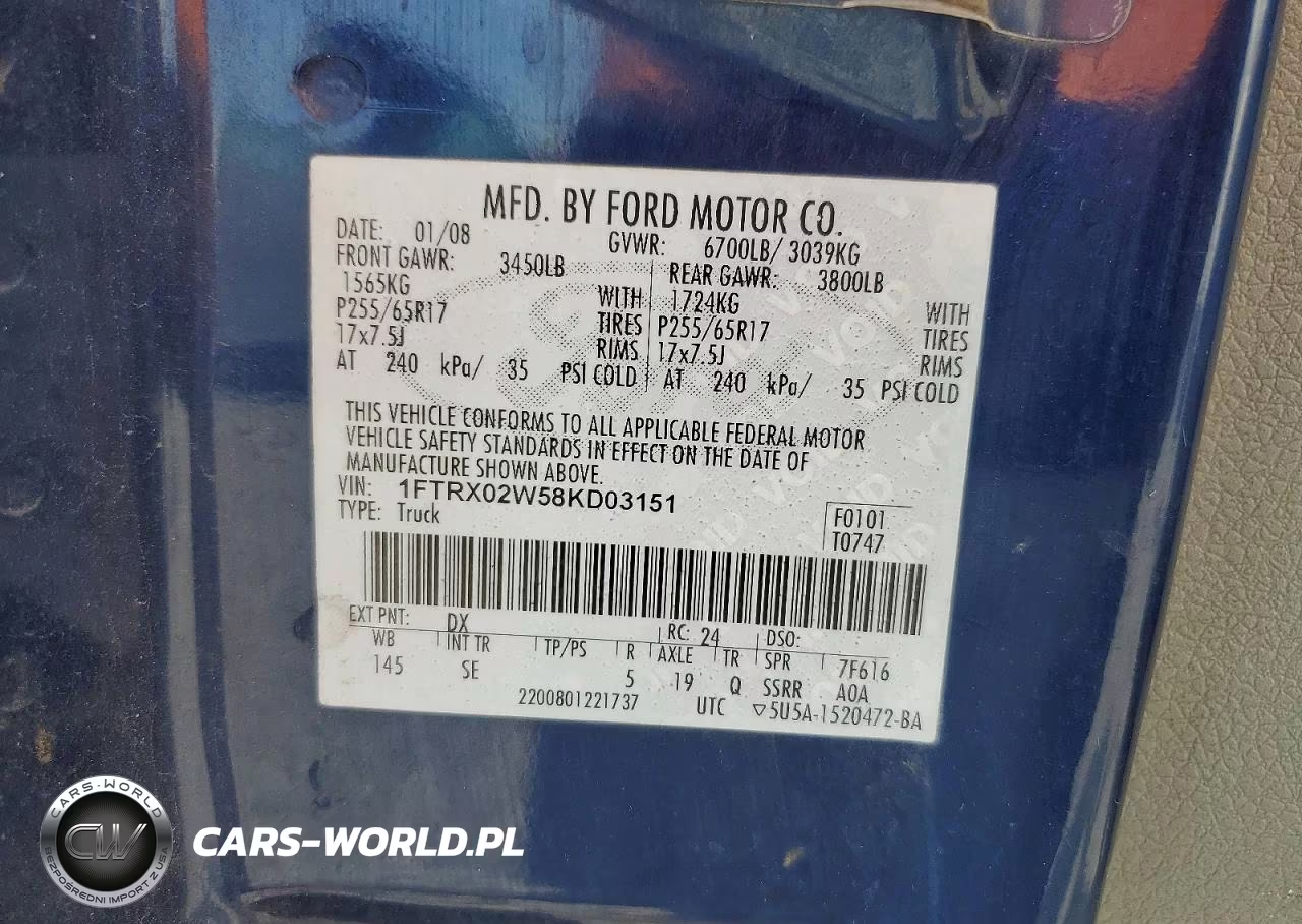2008 Ford F150 VIN:1FTRX02W58KD03151 - 13