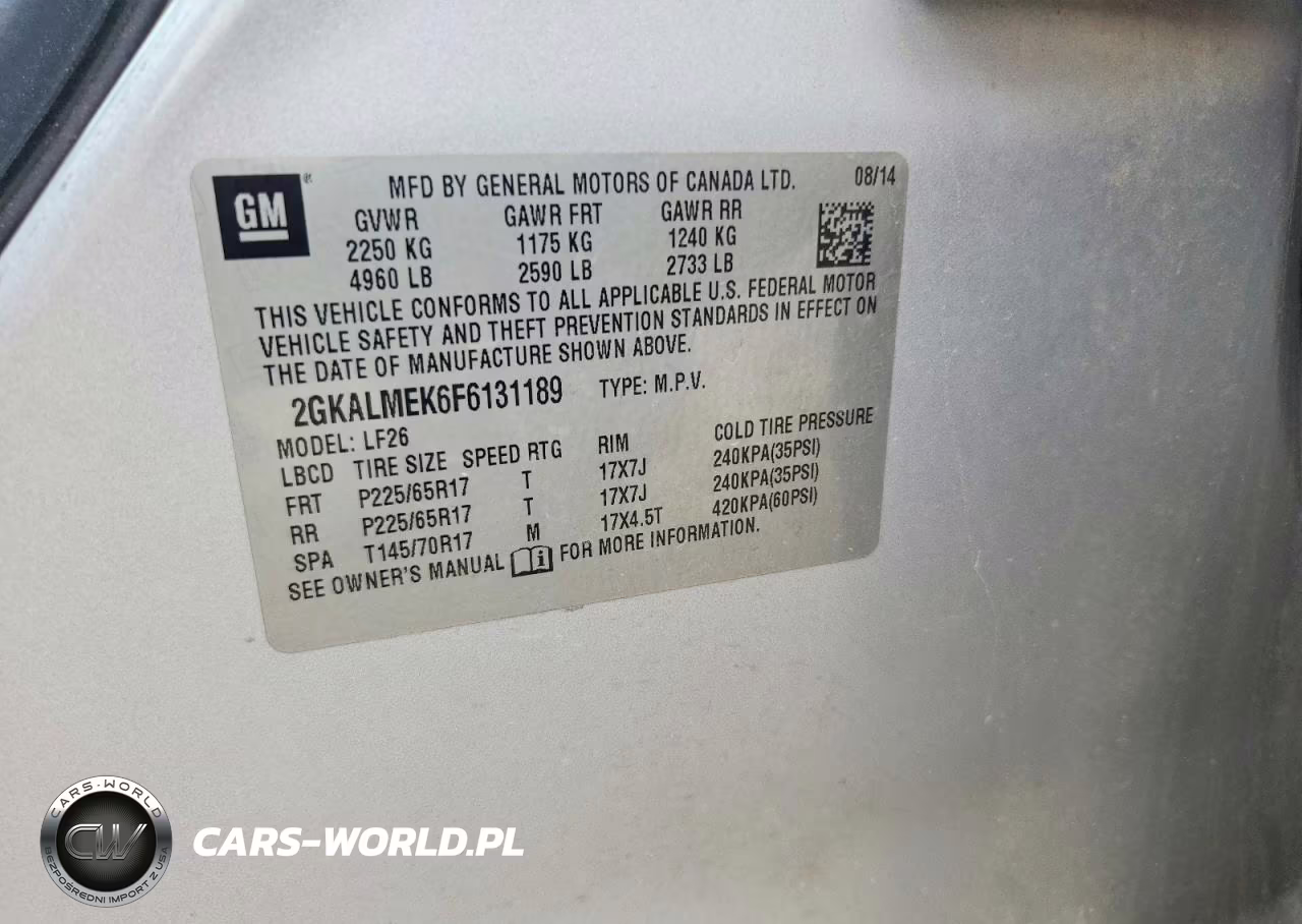 2015 GMC Terrain Sle VIN:2GKALMEK6F6131189 - 13