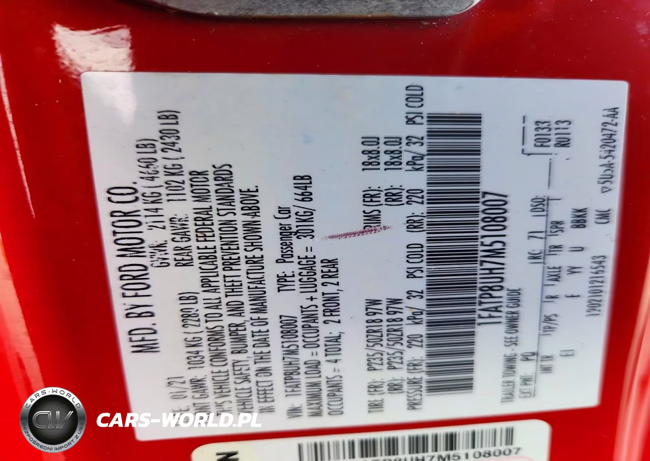 2021 Ford Mustang VIN:1FATP8UH7M5108007 - 12