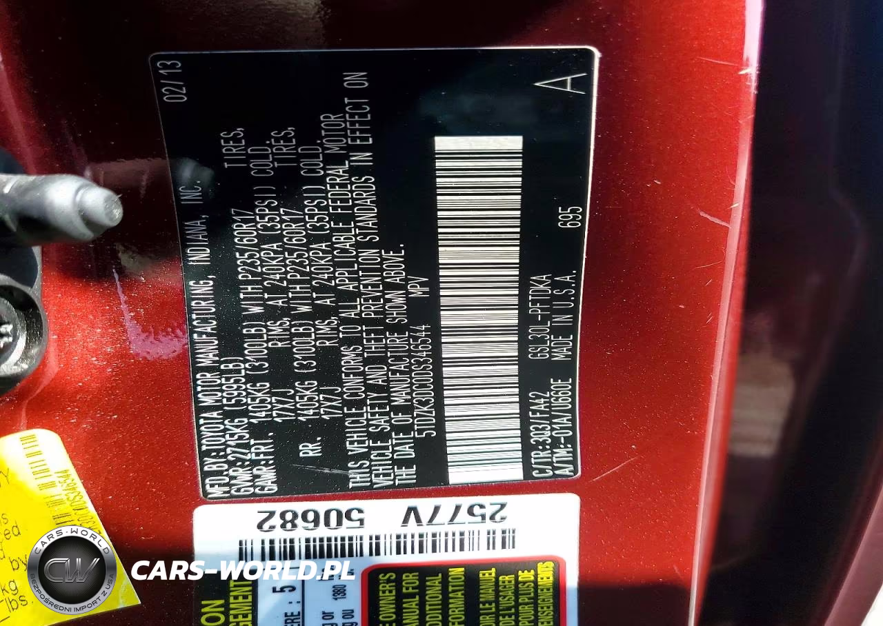 2013 Toyota Sienna L 7-Passenger VIN:5TDZK3DC0DS346544 - 13