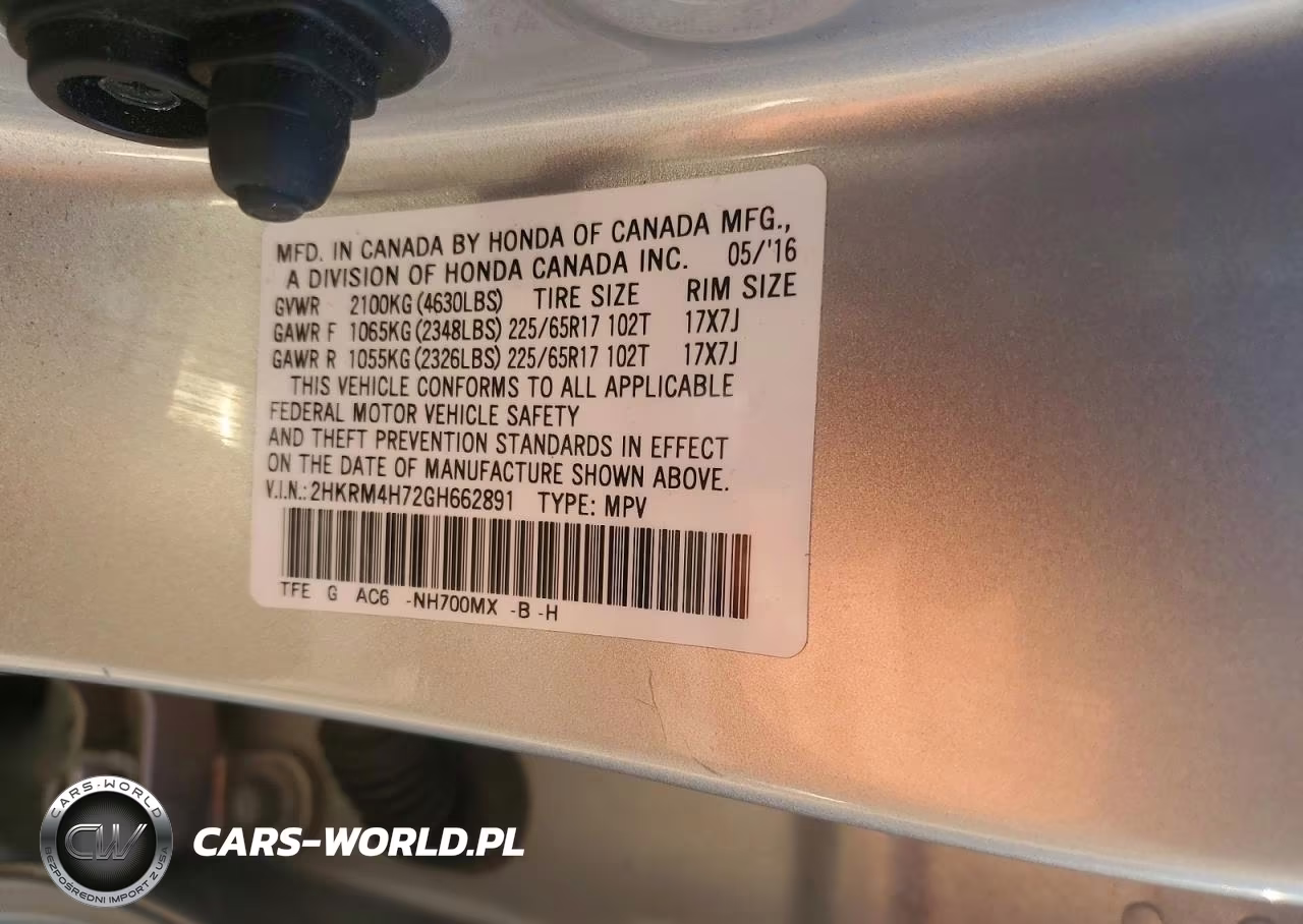 2016 Honda Cr-V Exl VIN:2HKRM4H72GH662891 - 13