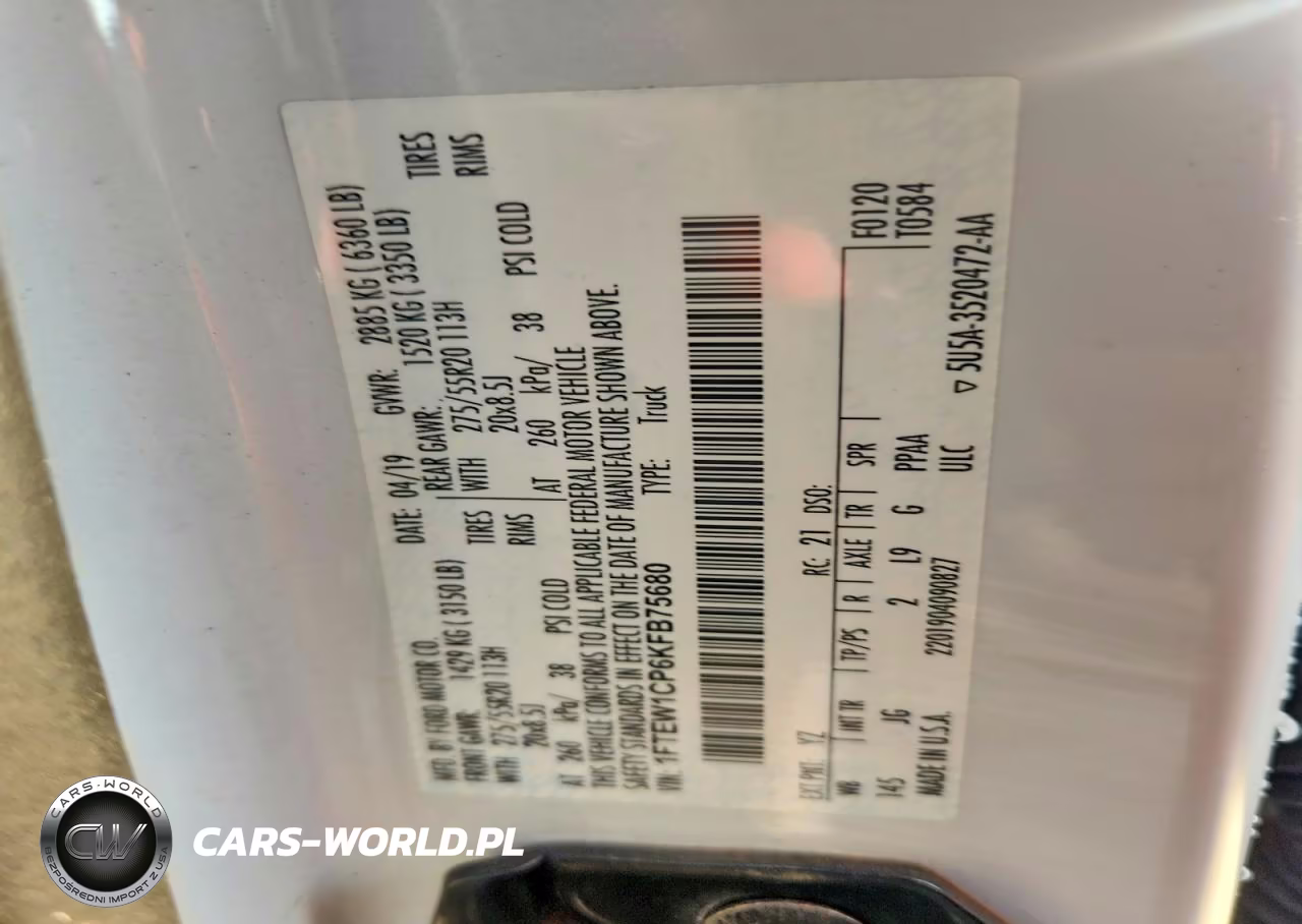 2019 Ford F150 Supercrew VIN:1FTEW1CP6KFB75680 - 12