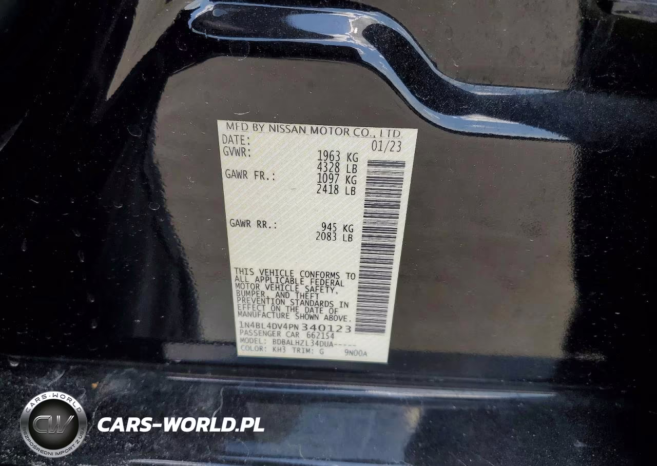 2023 Nissan Altima 2.5 Sv VIN:1N4BL4DV4PN340123 - 12