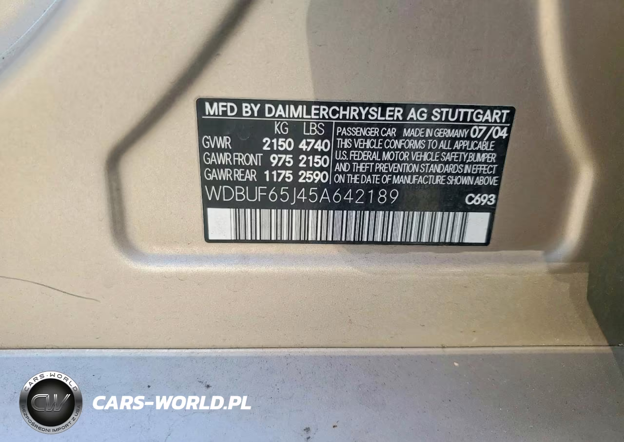 2005 Mercedes-Benz E 320 VIN:WDBUF65J45A642189 - 12