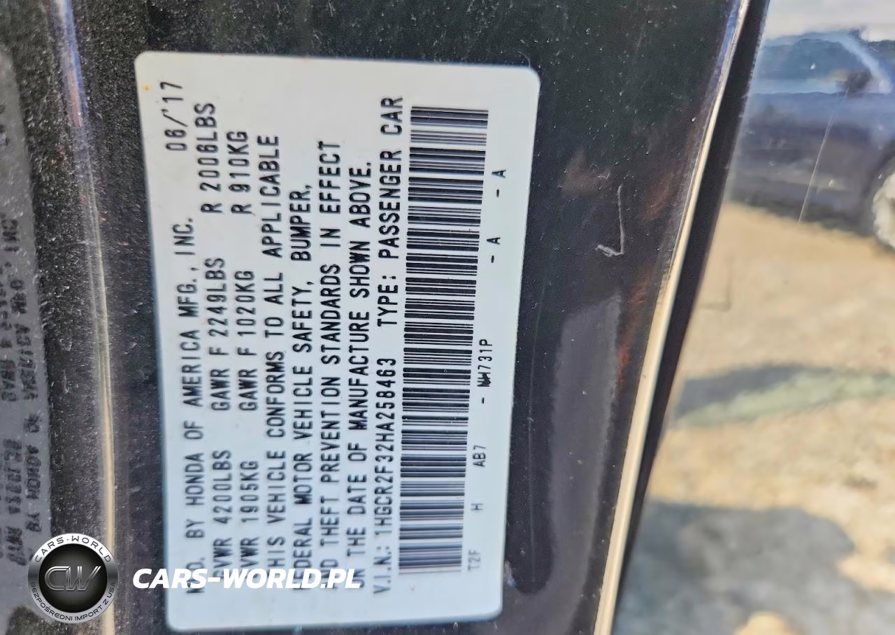 2017 Honda Accord Lx VIN:1HGCR2F32HA258463 - 12