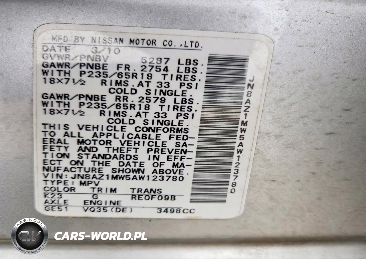 2010 Nissan Murano S VIN:JN8AZ1MW5AW123780 - 13