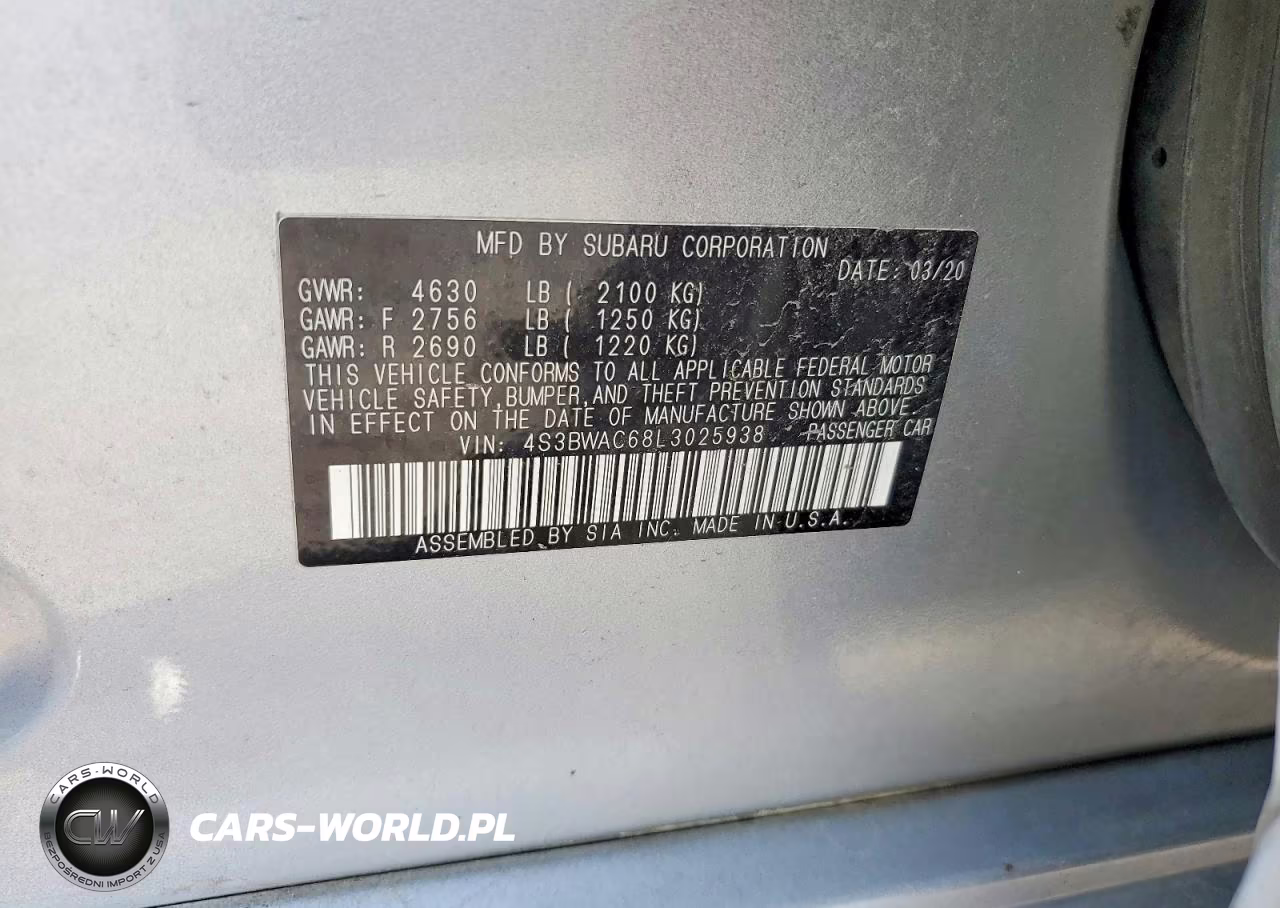 2020 Subaru Legacy Premium VIN:4S3BWAC68L3025938 - 12