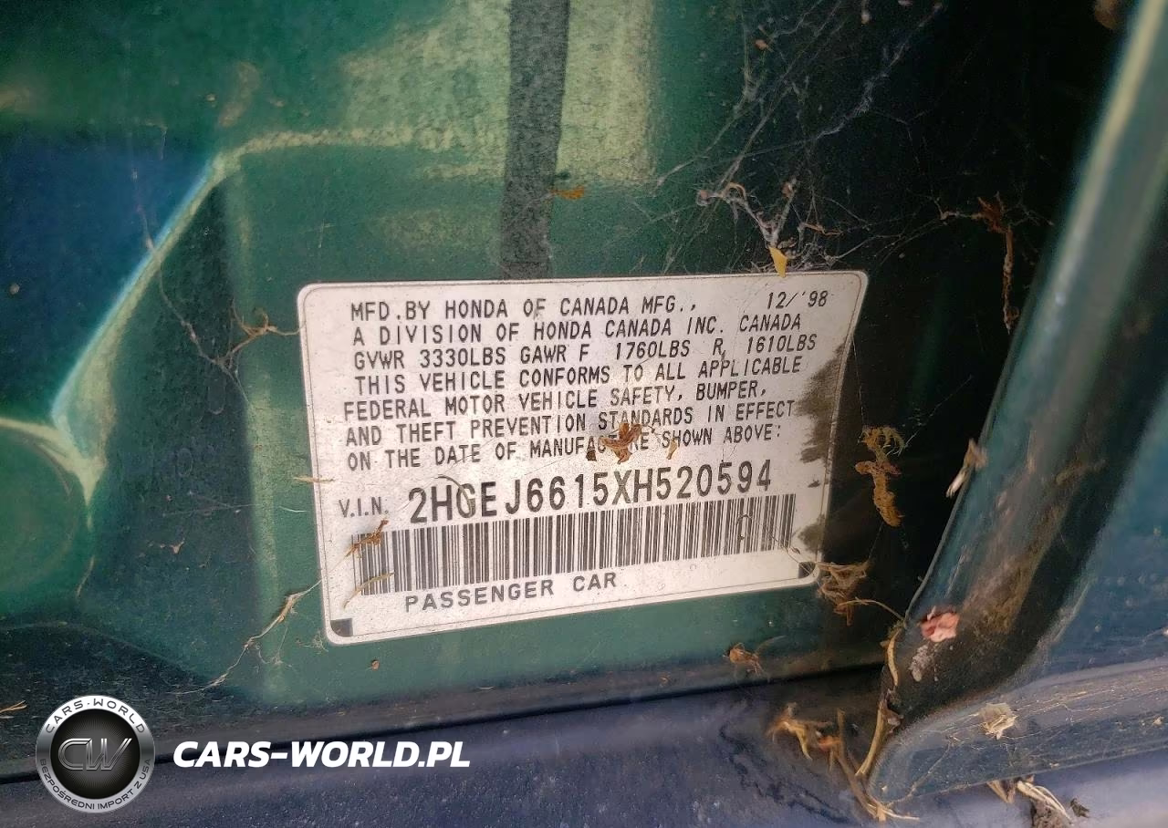 1999 Honda Civic Base VIN:2HGEJ6615XH520594 - 12