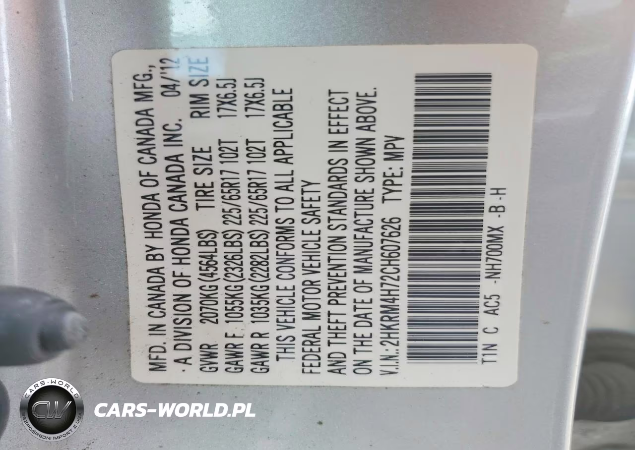2012 Honda Cr-V Exl VIN:2HKRM4H72CH607626 - 13