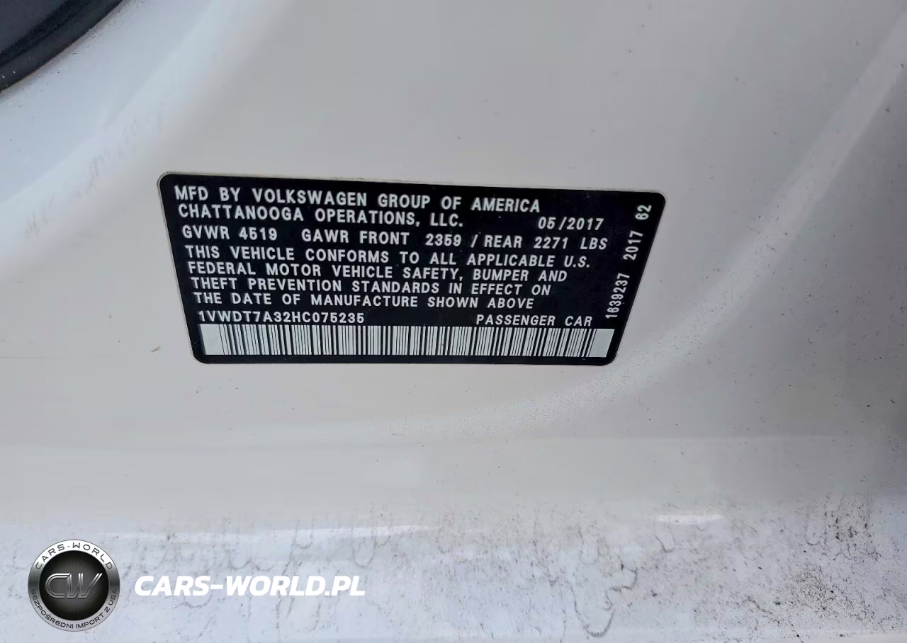 2017 Volkswagen Passat R-Line VIN:1VWDT7A32HC075235 - 13