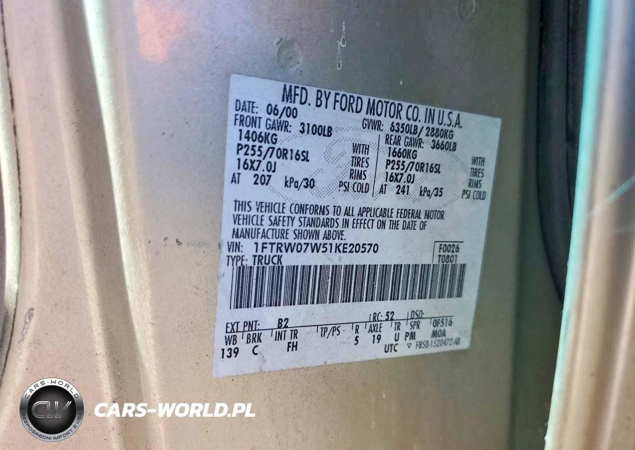 2001 Ford F150 Supercrew VIN:1FTRW07W51KE20570 - 12