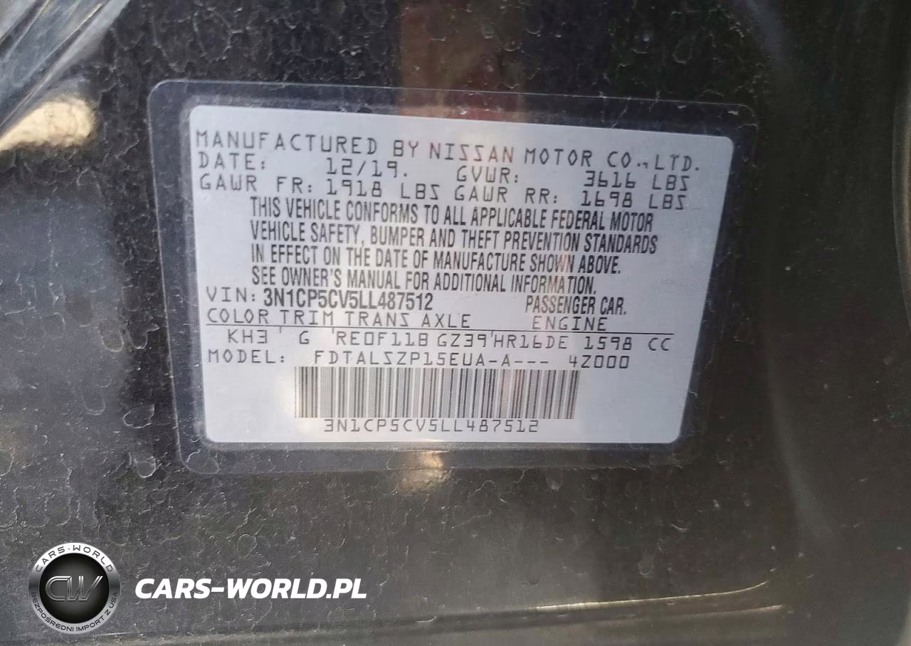 2020 Nissan Kicks Sv VIN:3N1CP5CV5LL487512 - 13