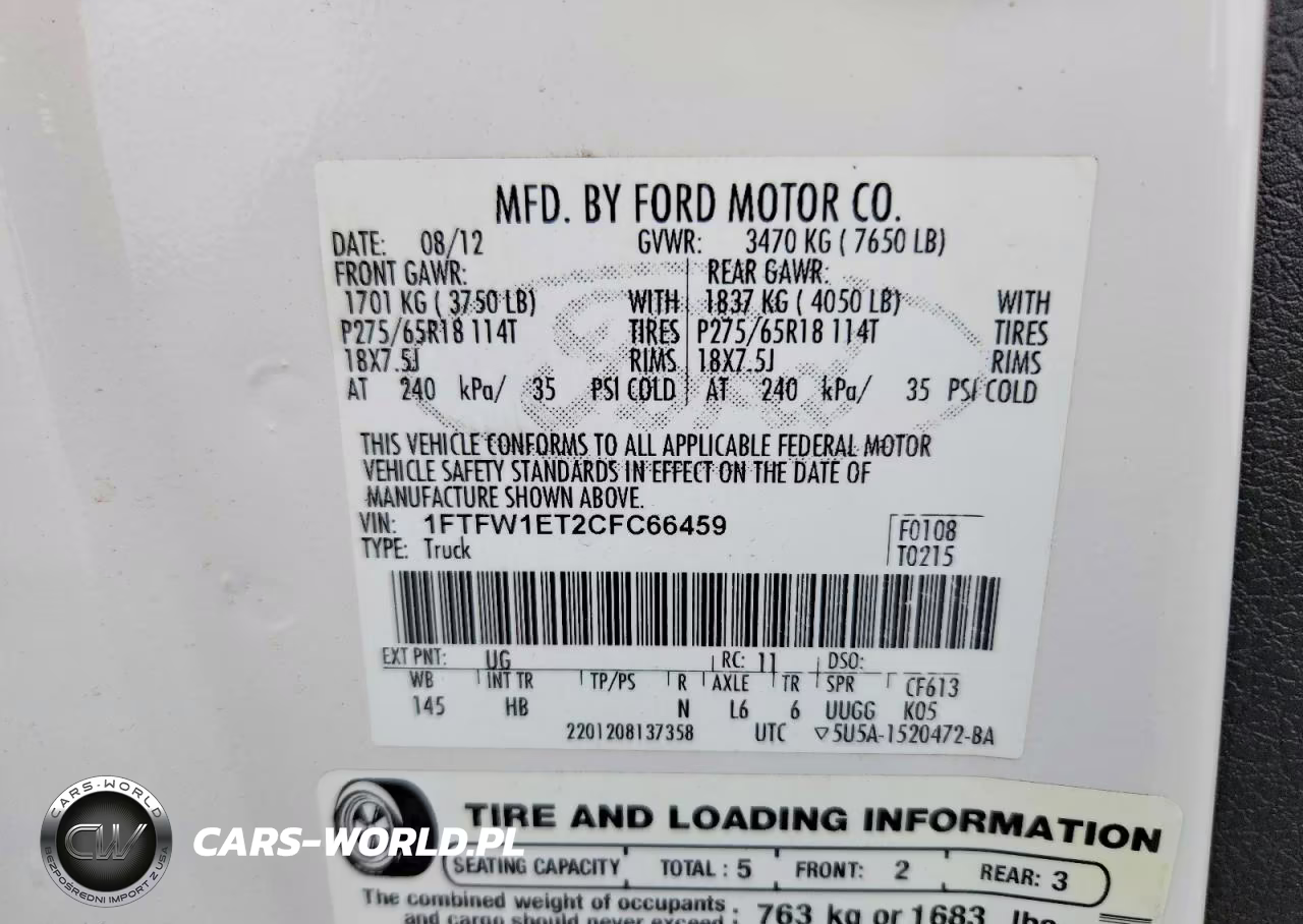 2012 Ford F150 Supercrew VIN:1FTFW1ET2CFC66459 - 12