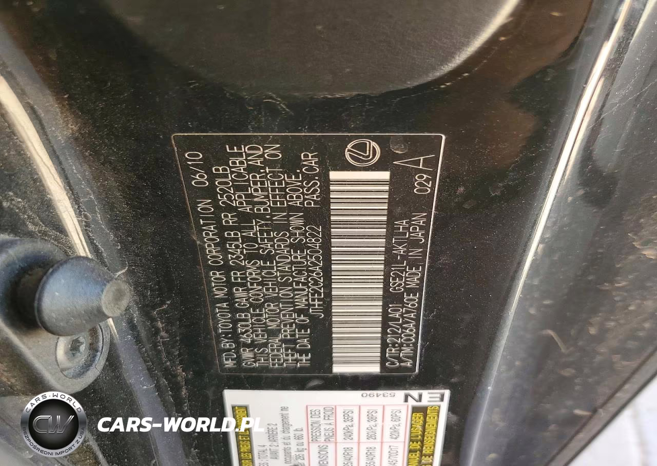 2010 Lexus Is 350 VIN:JTHFE2C26A2504822 - 12
