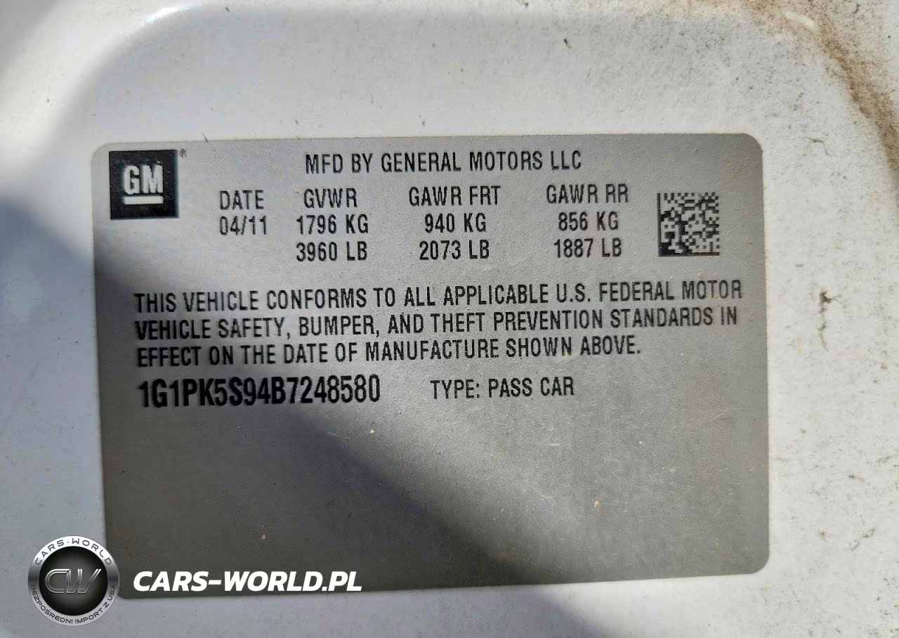 2011 Chevrolet Cruze Eco VIN:1G1PK5S94B7248580 - 12