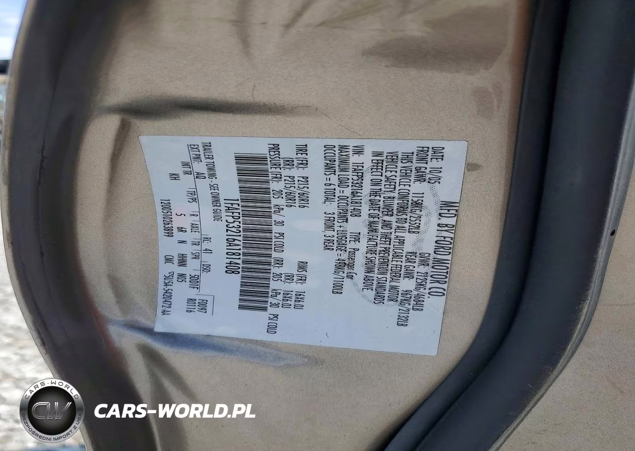 2006 Ford Taurus Se VIN:1FAFP53216A181408 - 12