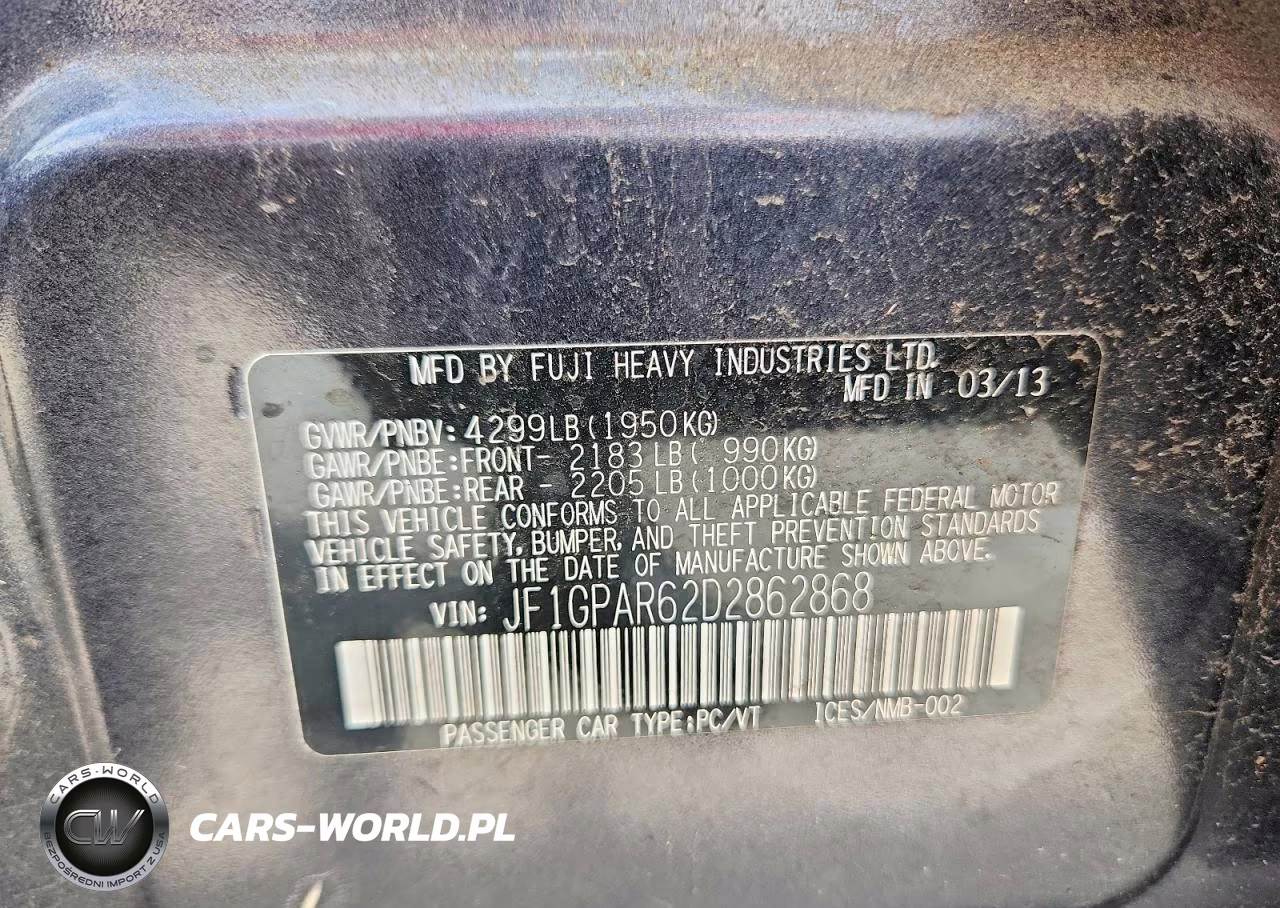 2013 Subaru Impreza Sport Limited VIN:JF1GPAR62D2862868 - 12