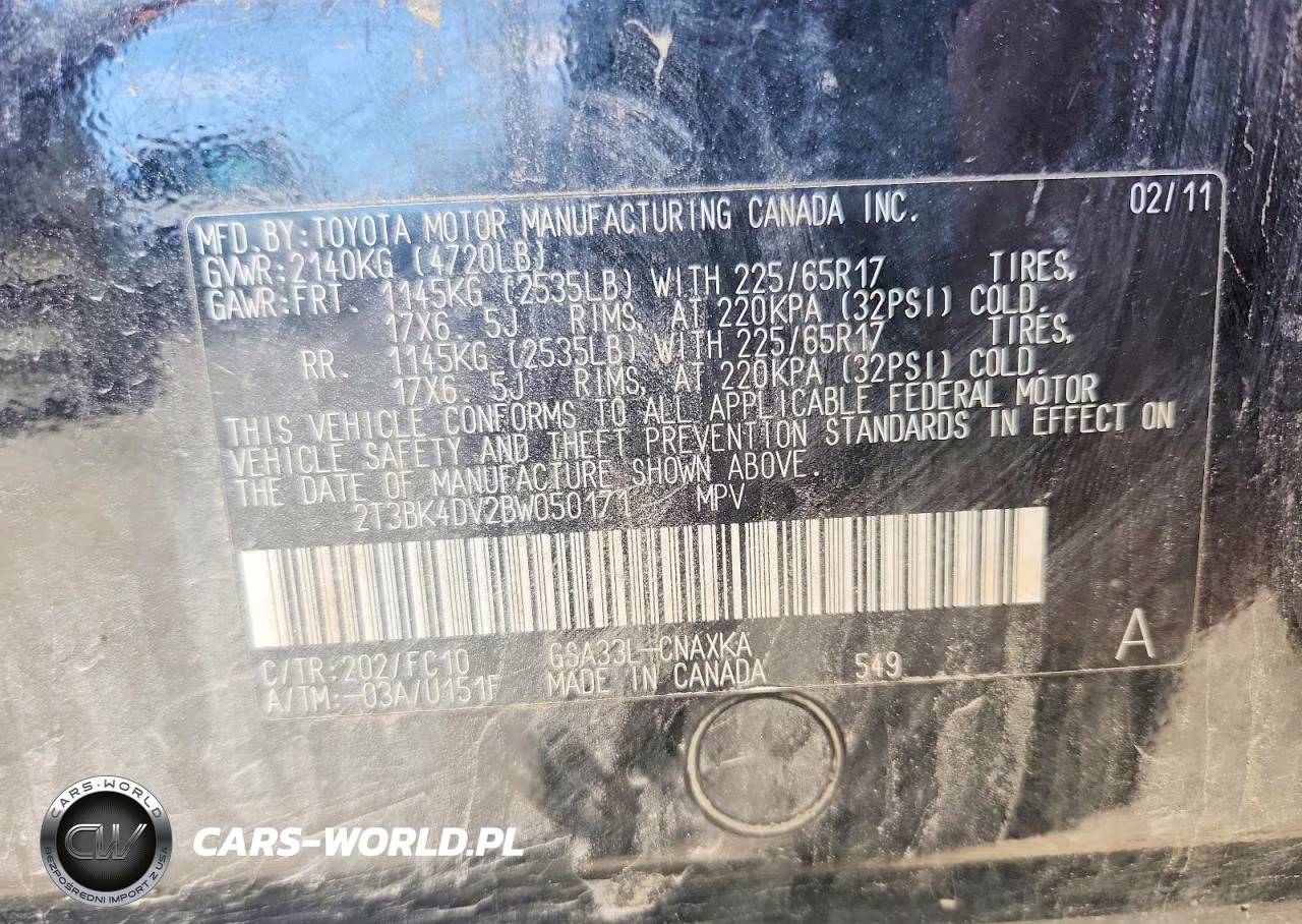 2011 Toyota Rav4 Base VIN:2T3BK4DV2BW050171 - 13
