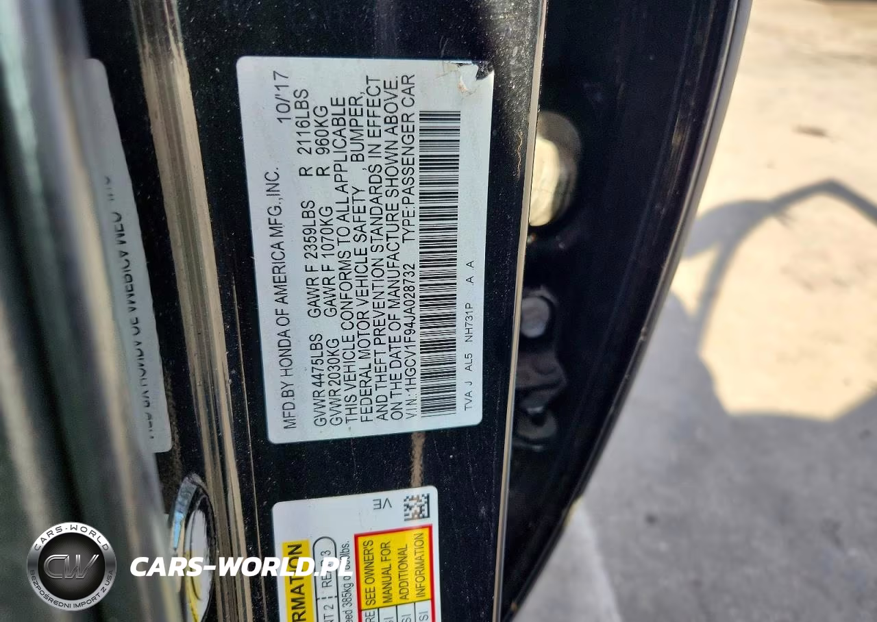 HONDA ACCORD VIN:1HGCV1F94JA028732 - 12